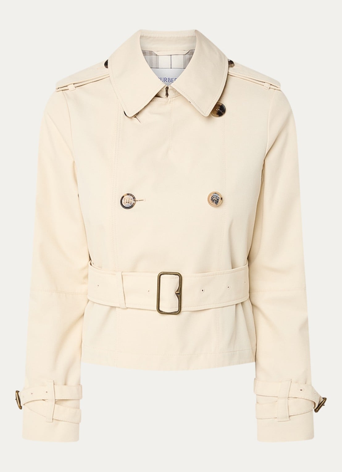Burberry Cropped double-breasted trenchcoat met ceintuur - voorkant 2 creme