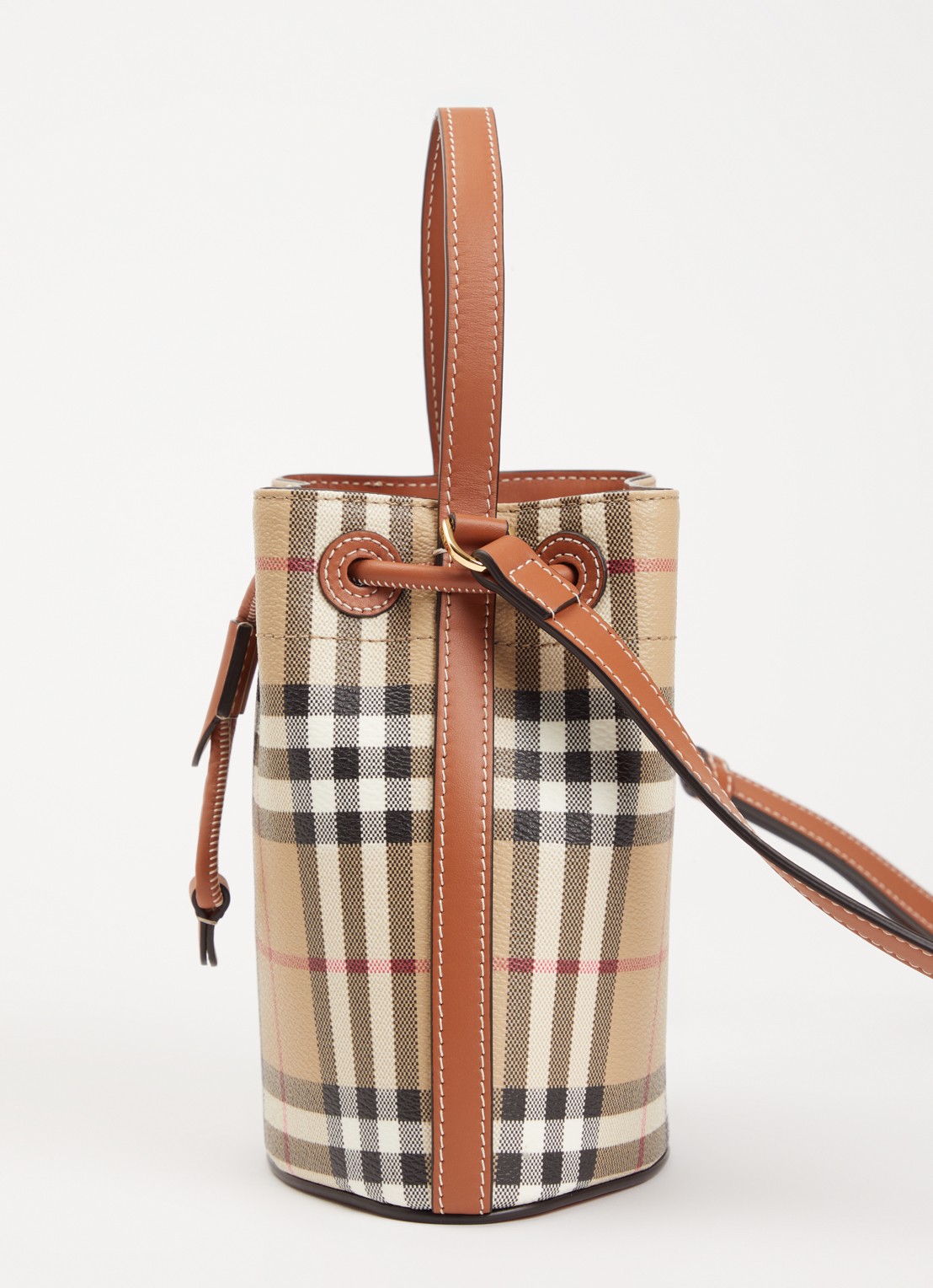 Burberry Crossbodytas met kalfsleren details en ruitdessin - detail 3 hazelnootbruin