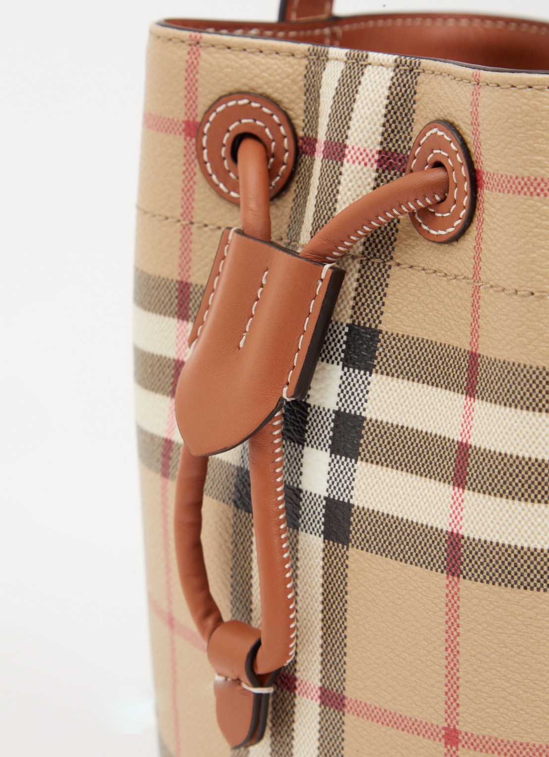 Burberry Crossbodytas met kalfsleren details en ruitdessin - detail 4 hazelnootbruin