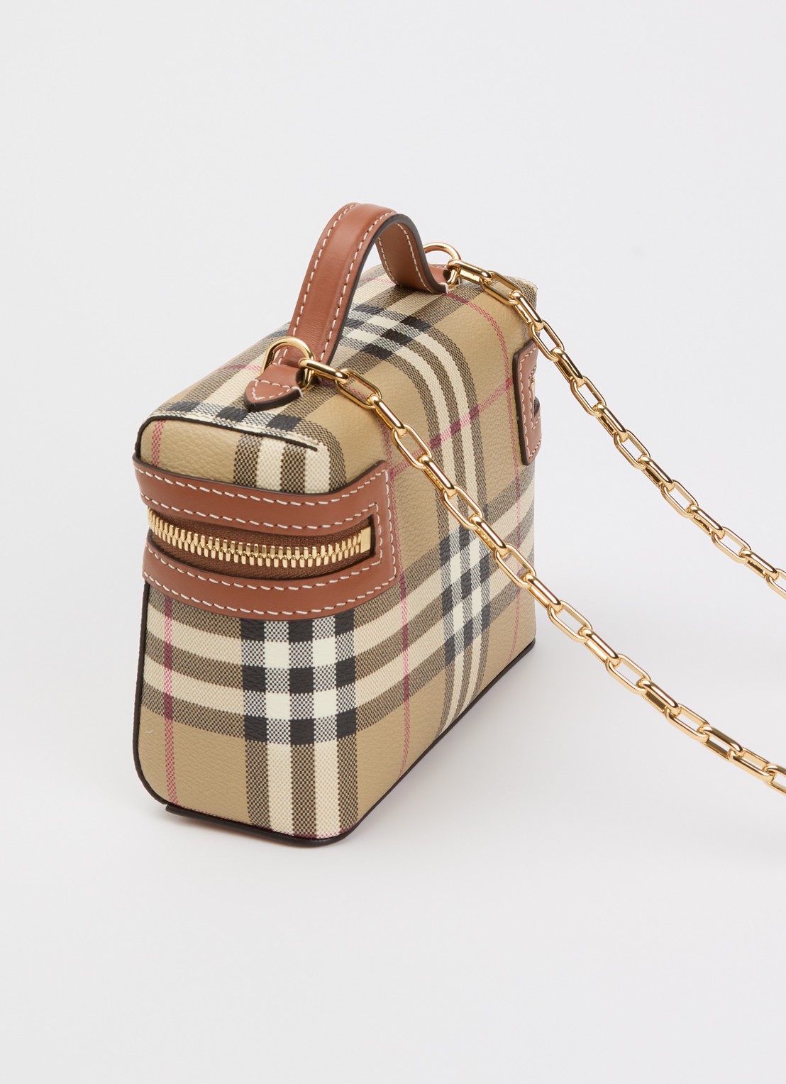 Burberry Crossbodytas met ruitdessin - achterkant beige