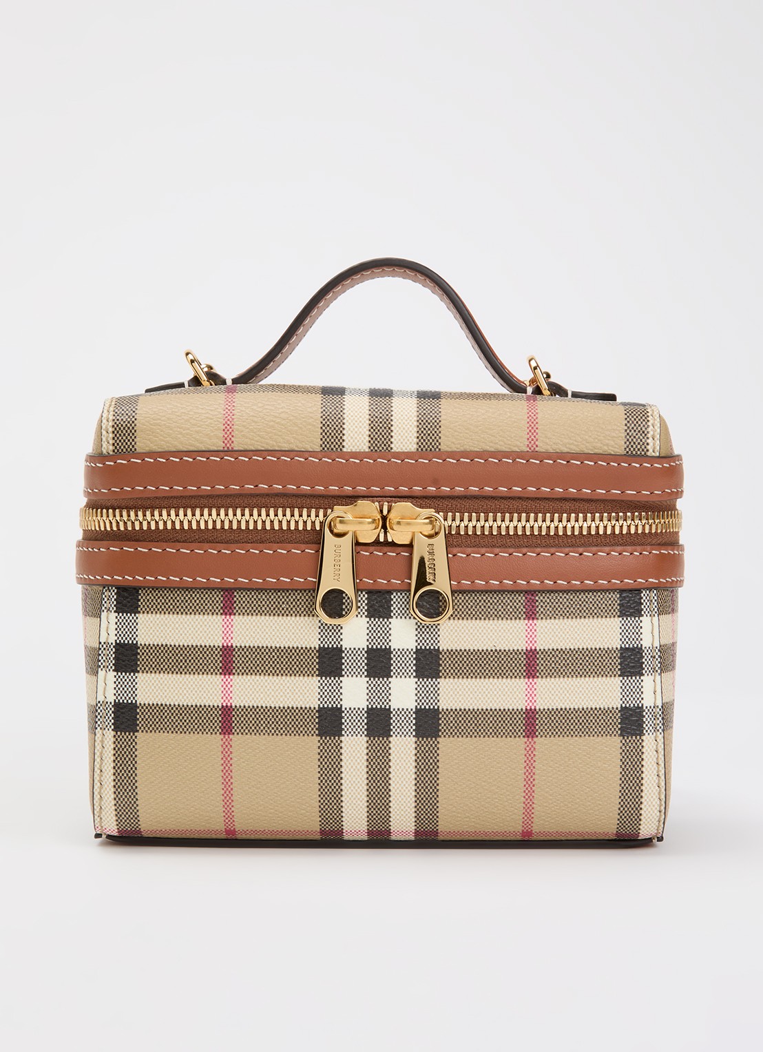 Burberry Crossbodytas met ruitdessin - voorkant 2 beige