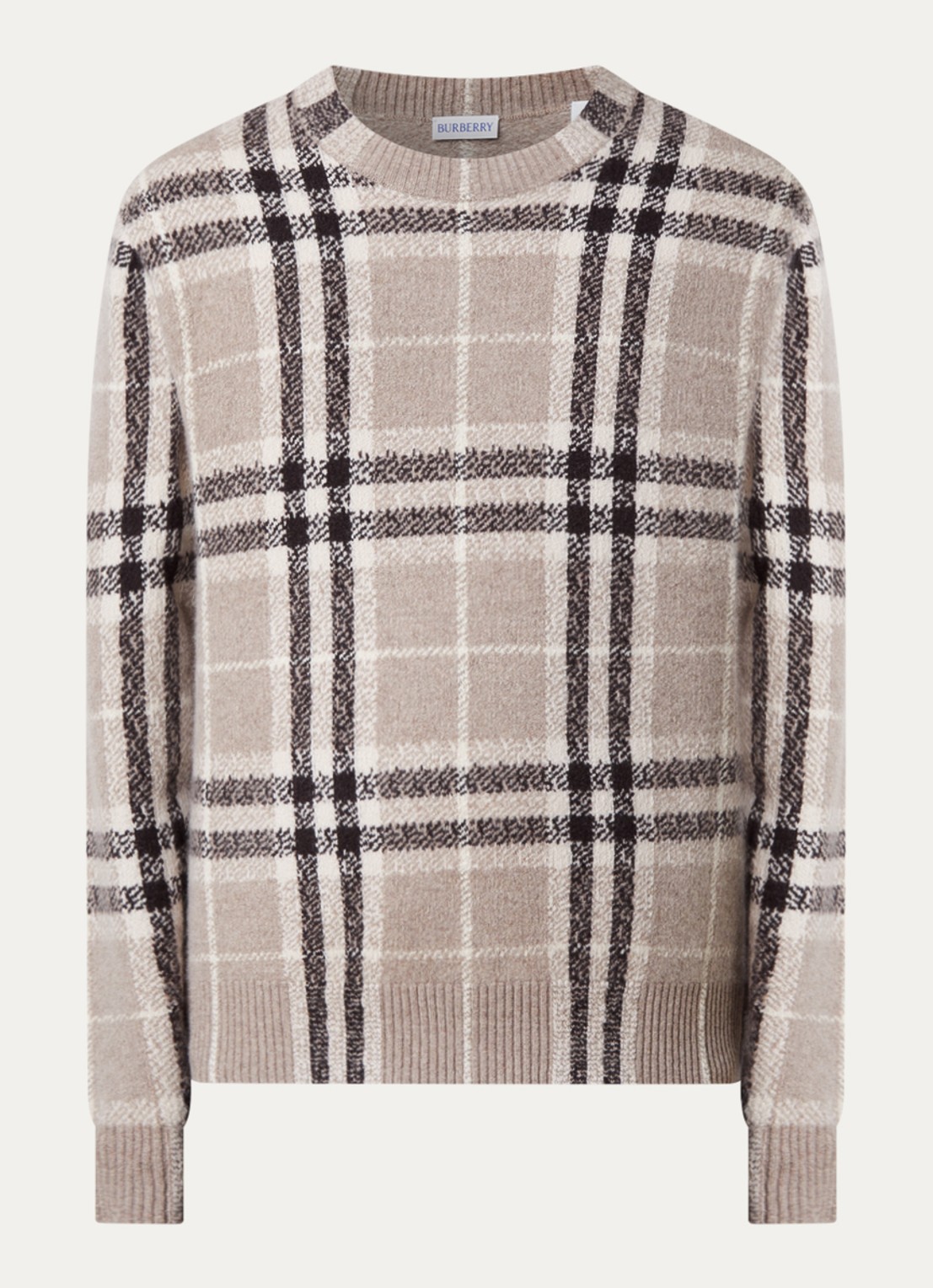 Burberry Curtis fijngebreide pullover van kasjmier met ruitdessin - voorkant 3 grijs