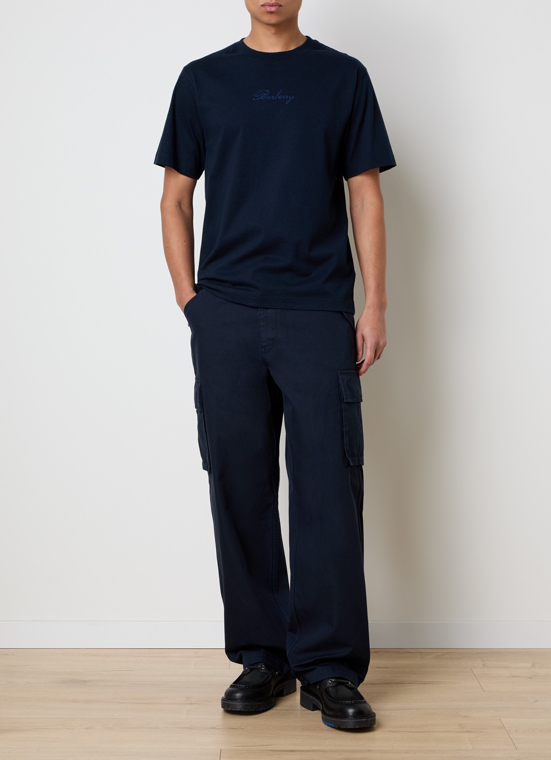 Burberry Cyrus loose fit cargobroek met klepzakken - voorkant 2 donkerblauw
