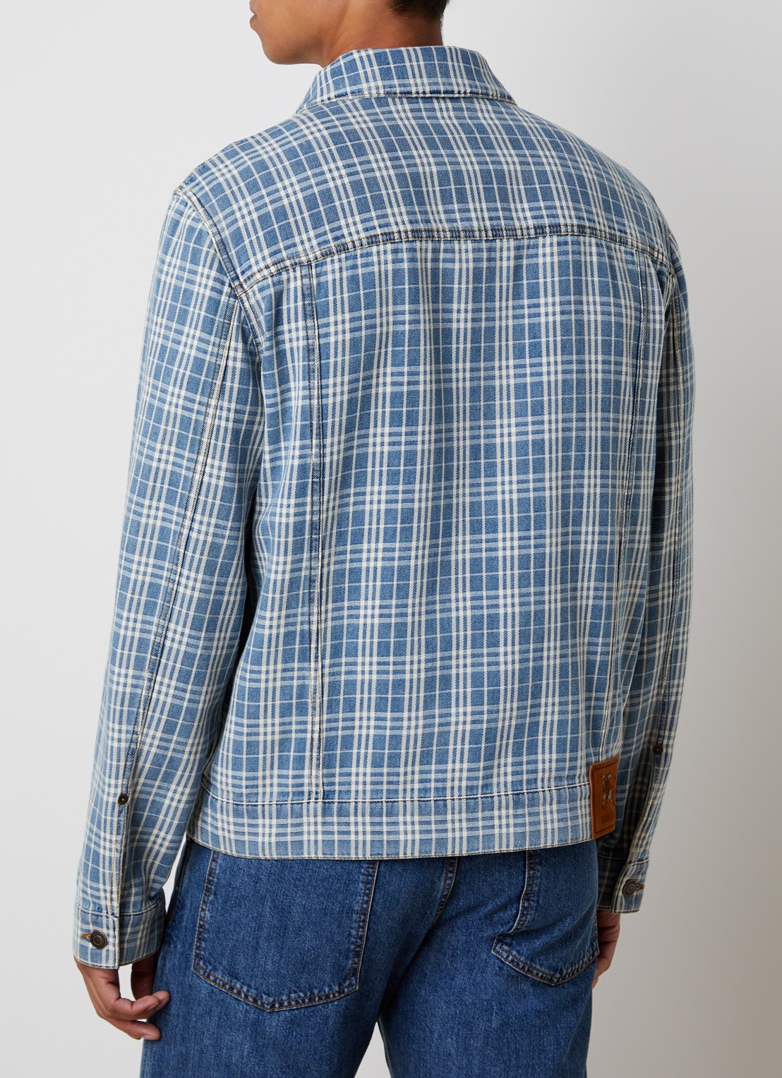 Burberry Darwen spijkerjas met ruitdessin en borstzakken - achterkant 3 indigo