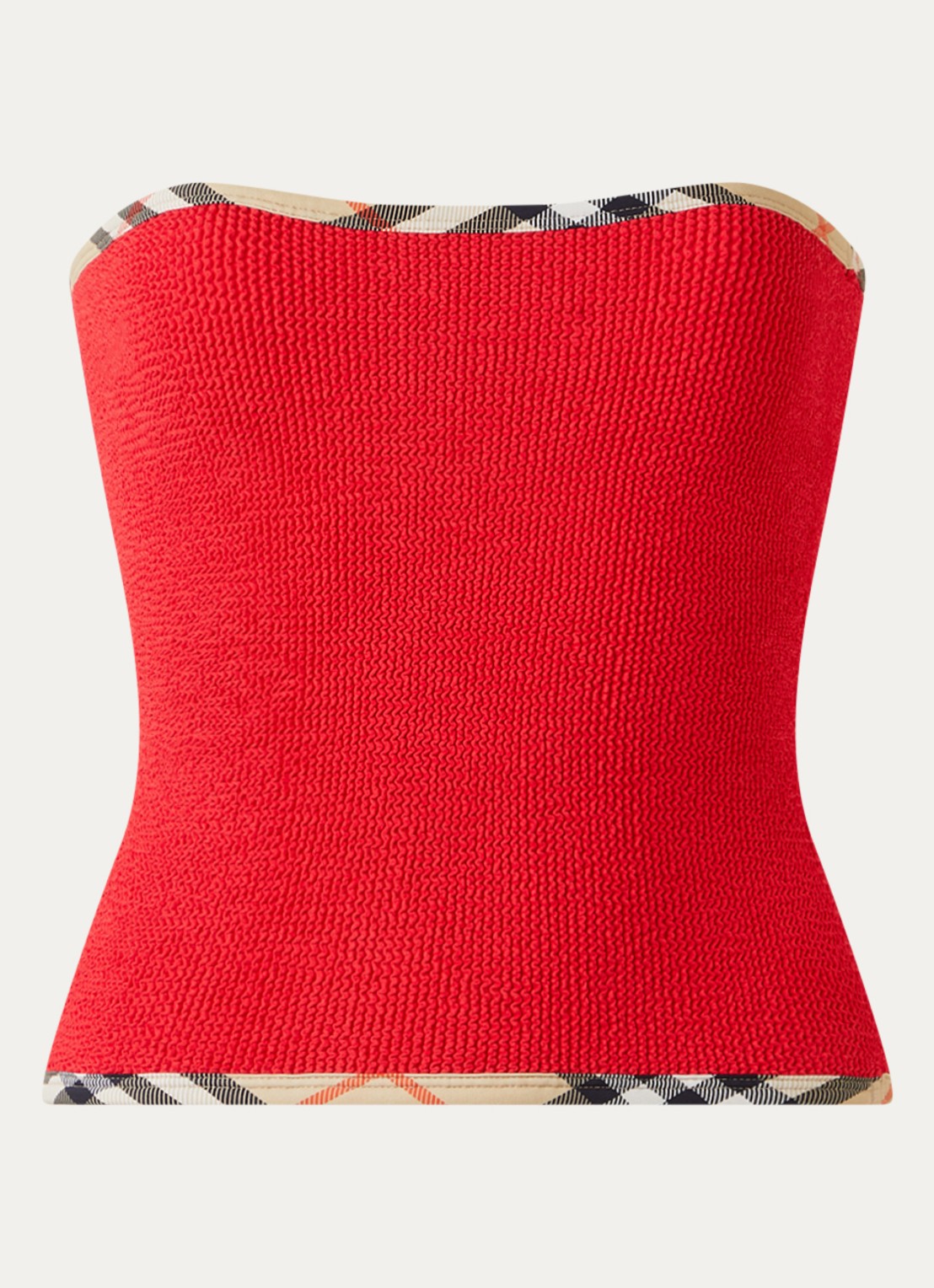 Burberry Devyn badrok en -bandeautop met scrunchie en structuur - voorkant rood