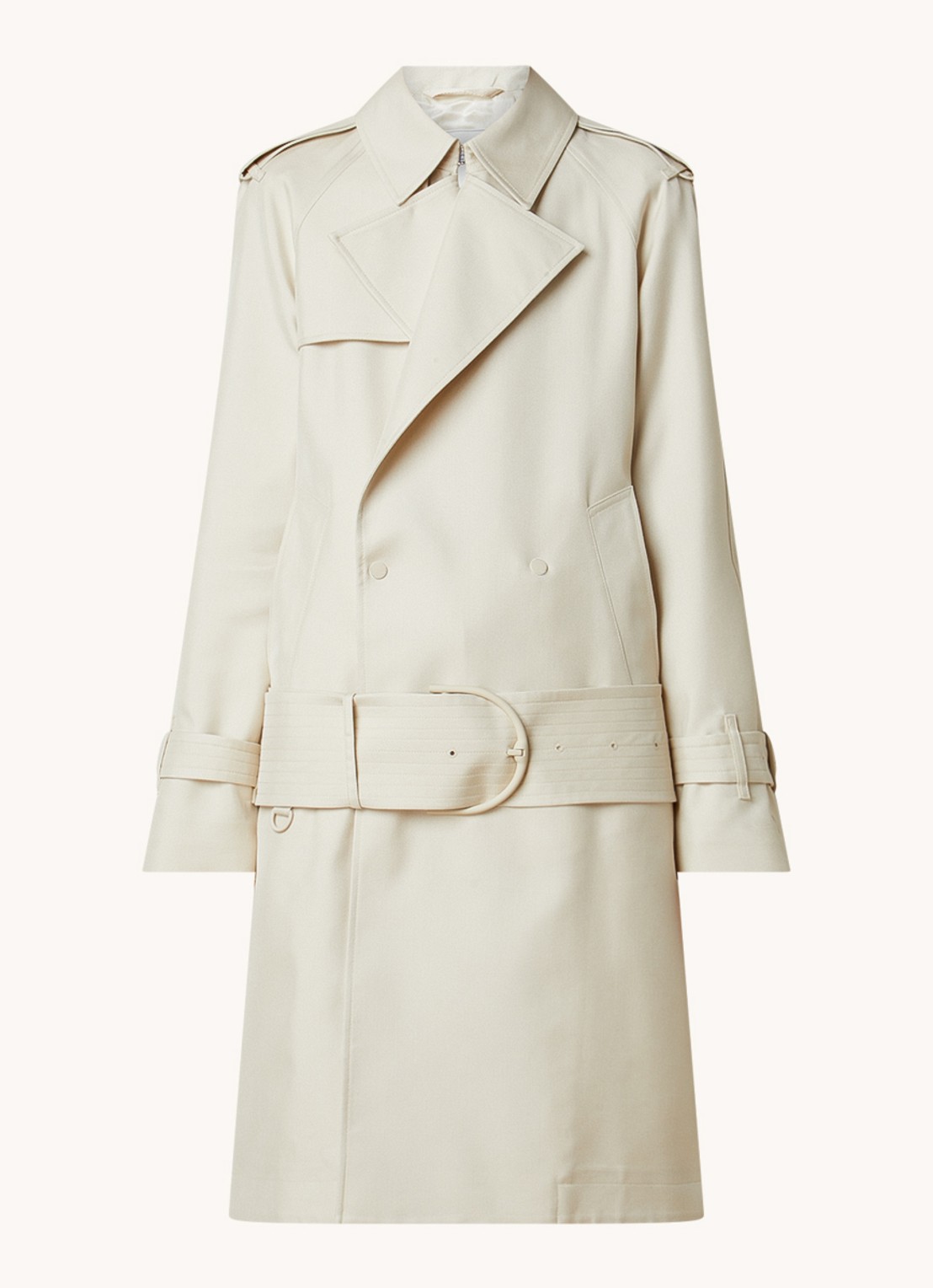 Burberry Double-breasted trenchcoat in zijdeblend met ceintuur - voorkant 5 creme