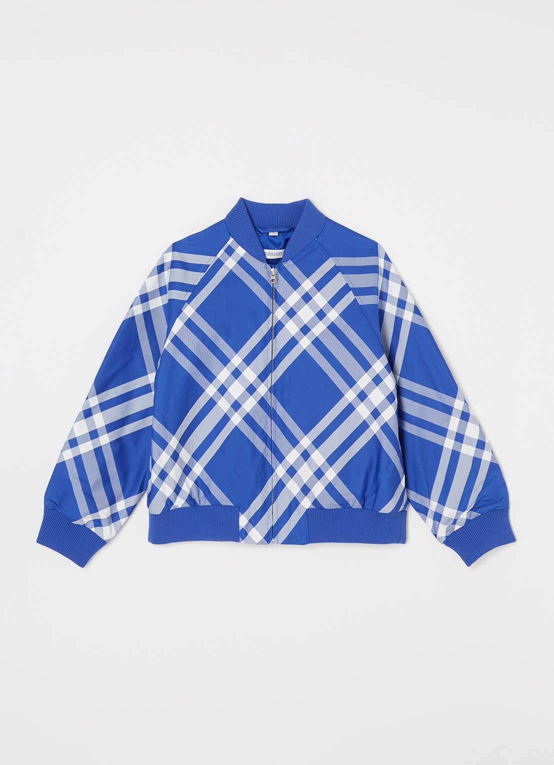 Burberry Duncan bomberjack met ruitdessin - voorkant blauw