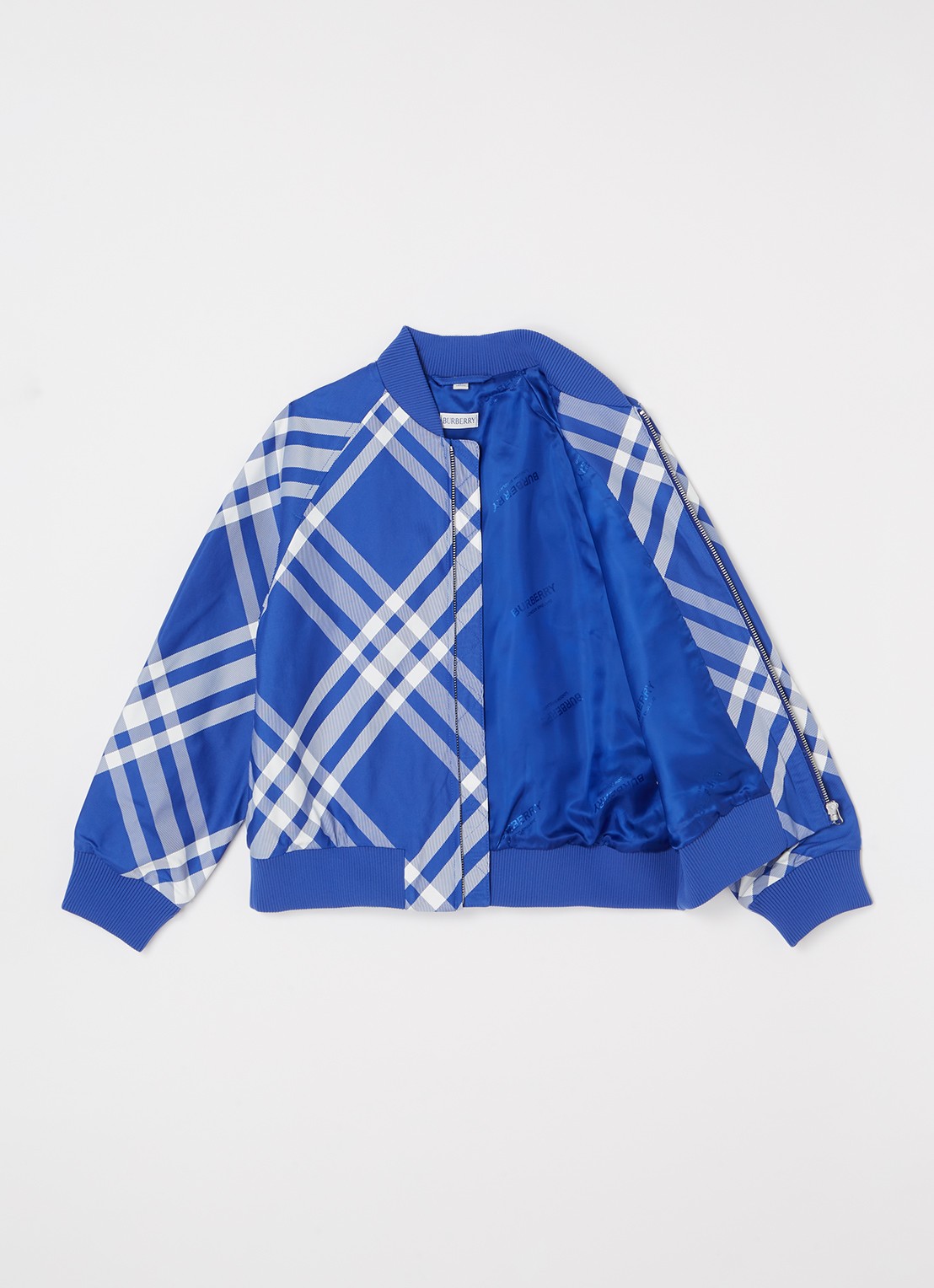 Burberry Duncan bomberjack met ruitdessin - voorkant 2 blauw