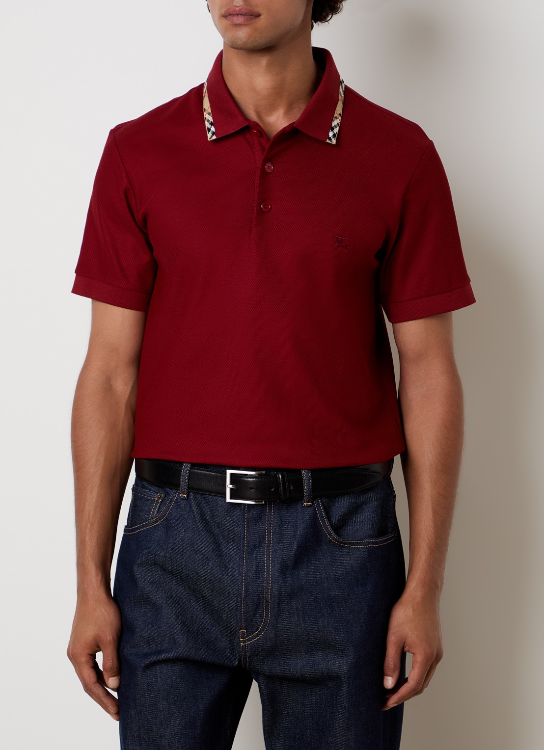Burberry Eddie regular fit polo met logo - detail 4 donkerrood