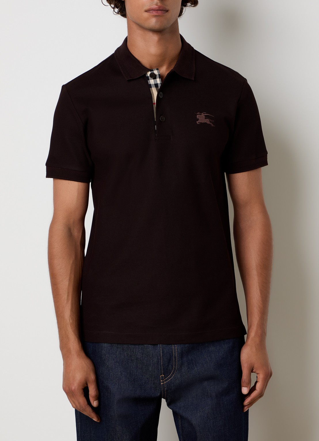 Burberry Eddie regular fit polo met logo - detail 3 donkerbruin