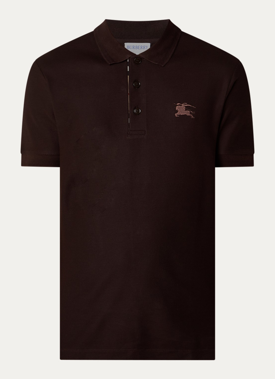 Burberry Eddie regular fit polo met logo - voorkant donkerbruin