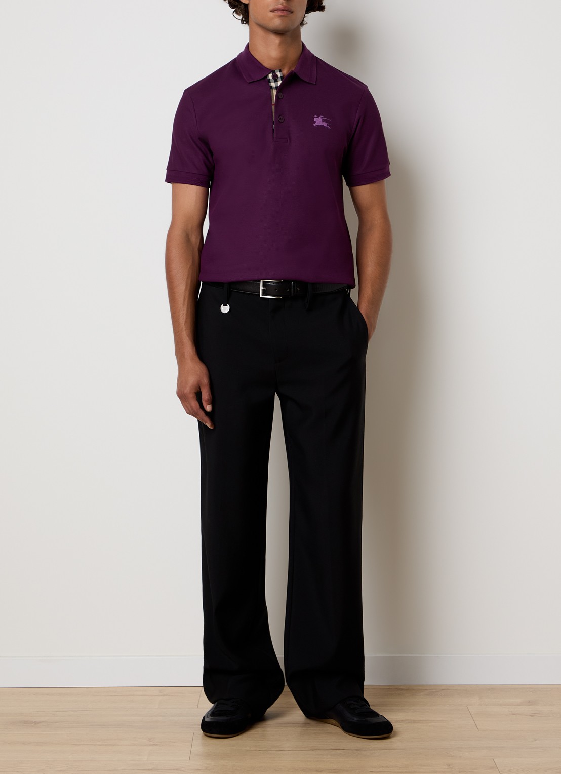 Burberry Eddie regular fit polo met logo - voorkant 5 aubergine