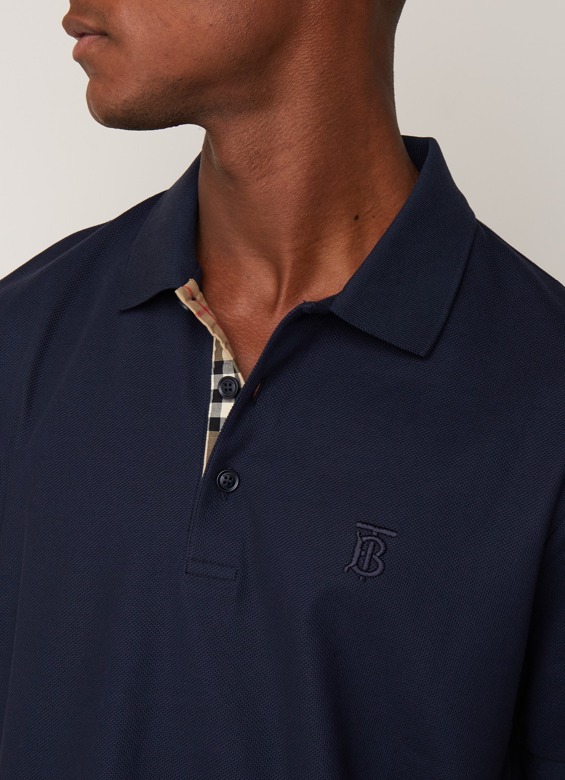 Burberry Eddie regular fit polo van piqué katoen - detail 4 blauw