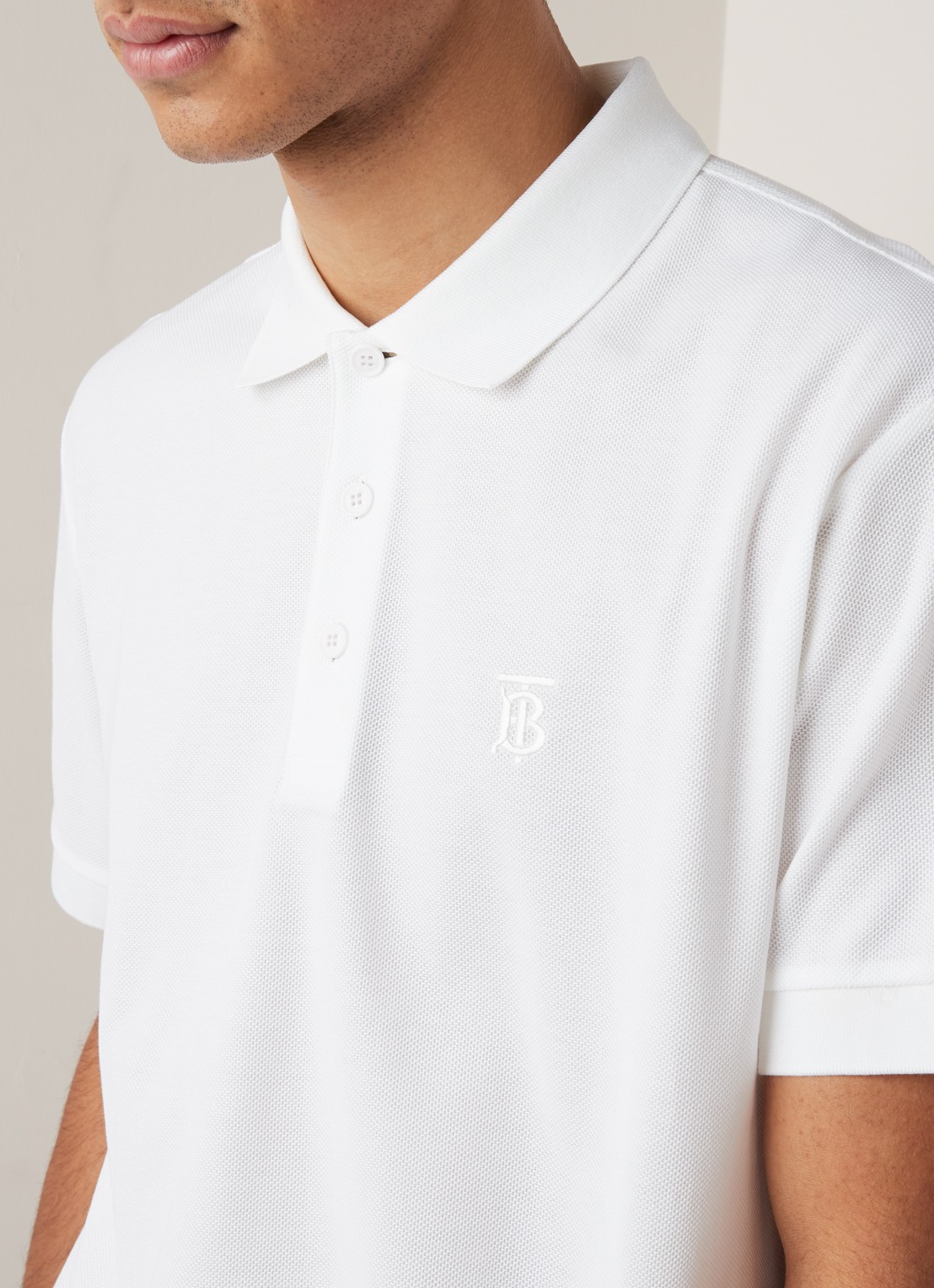 Burberry Eddie regular fit polo van piqué katoen - detail 2 wit