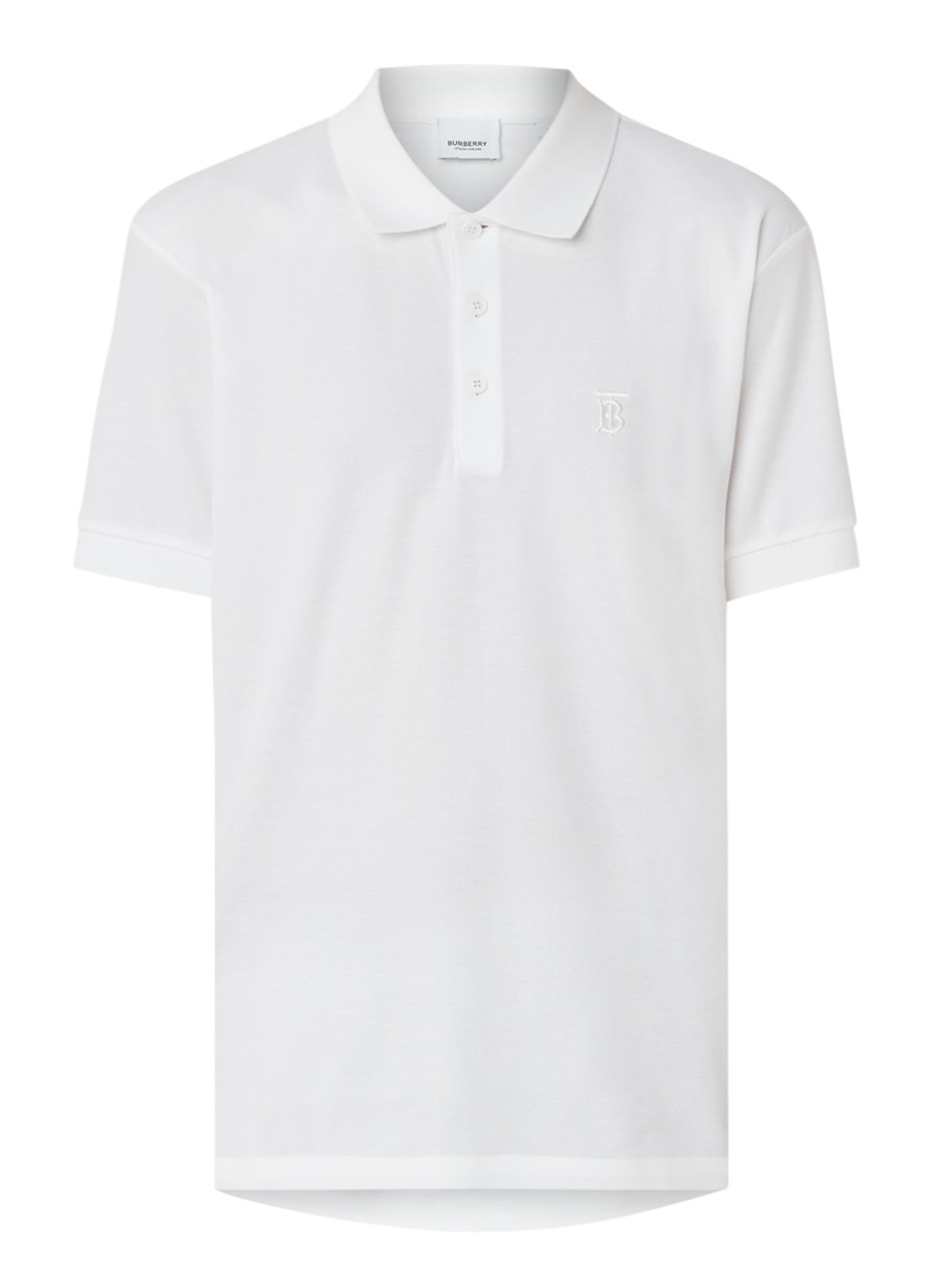Burberry Eddie regular fit polo van piqué katoen - voorkant 4 wit