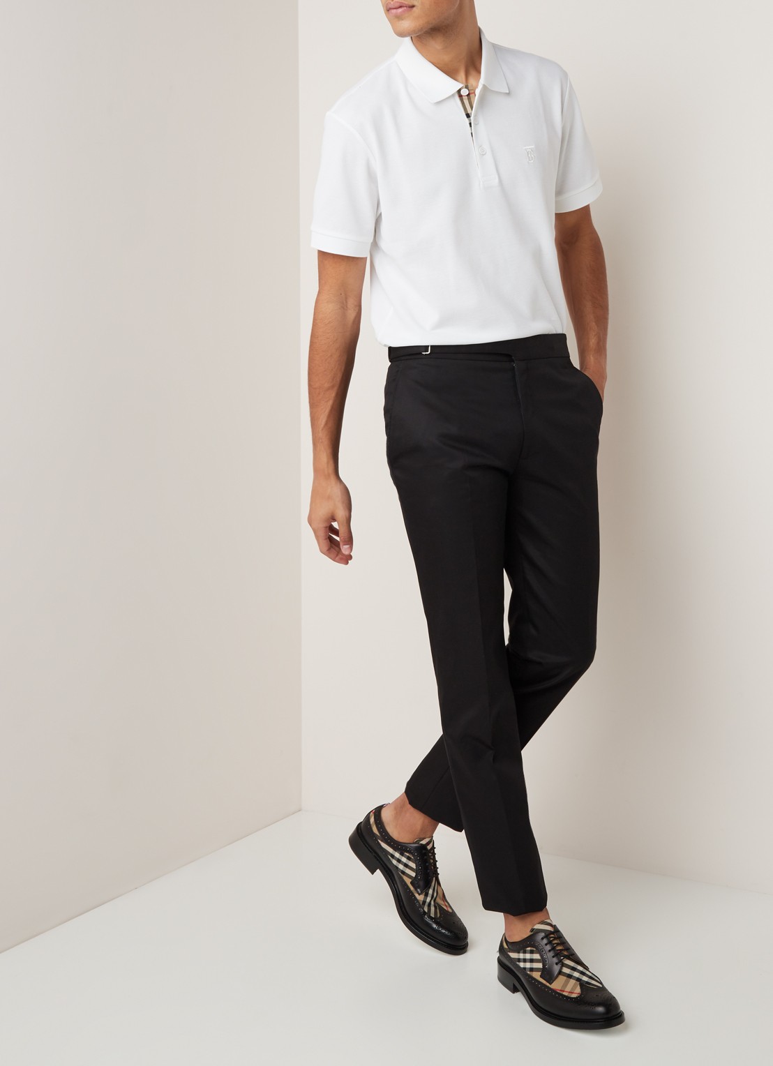 Burberry Eddie regular fit polo van piqué katoen - voorkant 5 wit