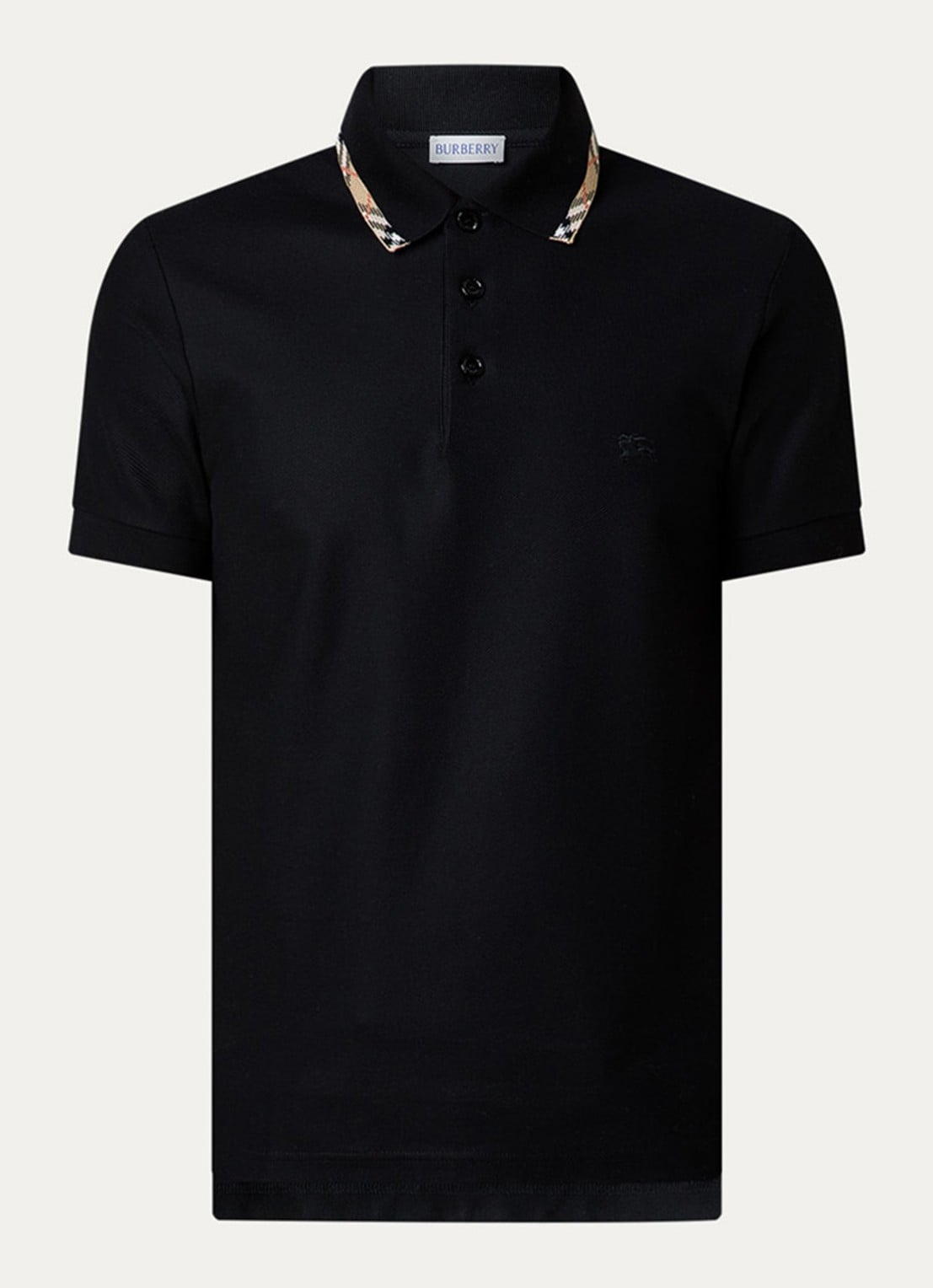 Burberry Eddie slim fit polo met logo - voorkant zwart