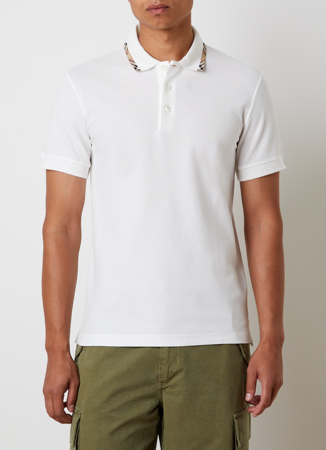 Burberry Eddie slim fit polo met logo - detail 3 wit