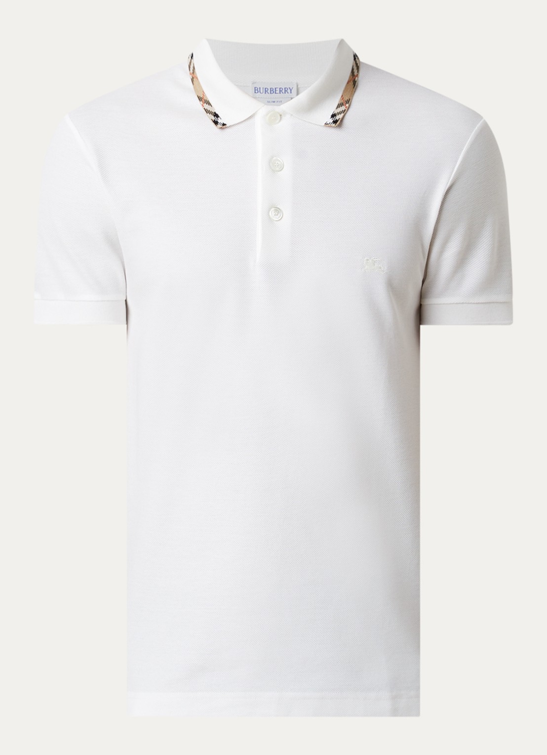 Burberry Eddie slim fit polo met logo - voorkant wit