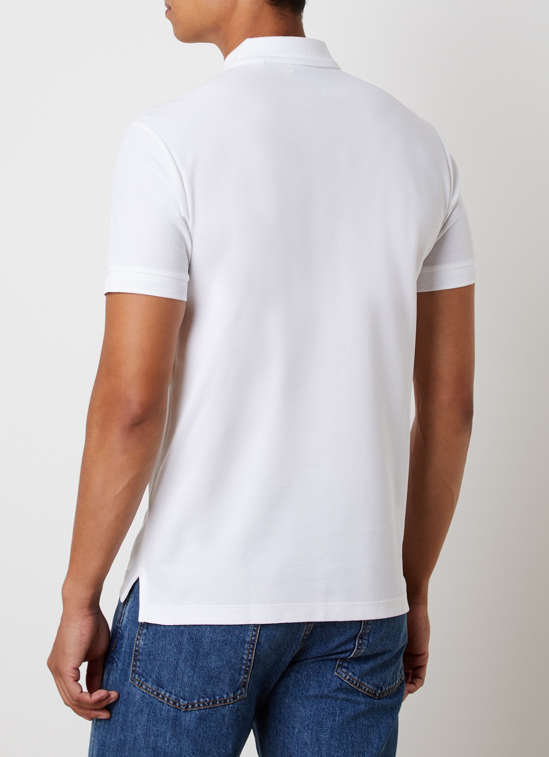 Burberry Eddie slim fit polo van piqué katoen met logoborduring - achterkant 5 wit