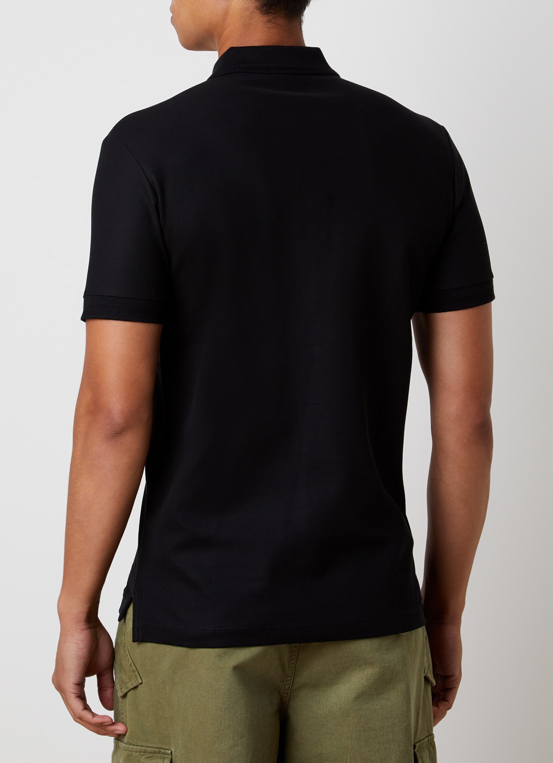 Burberry Eddie slim fit polo van piqué katoen met logoborduring - achterkant 3 zwart