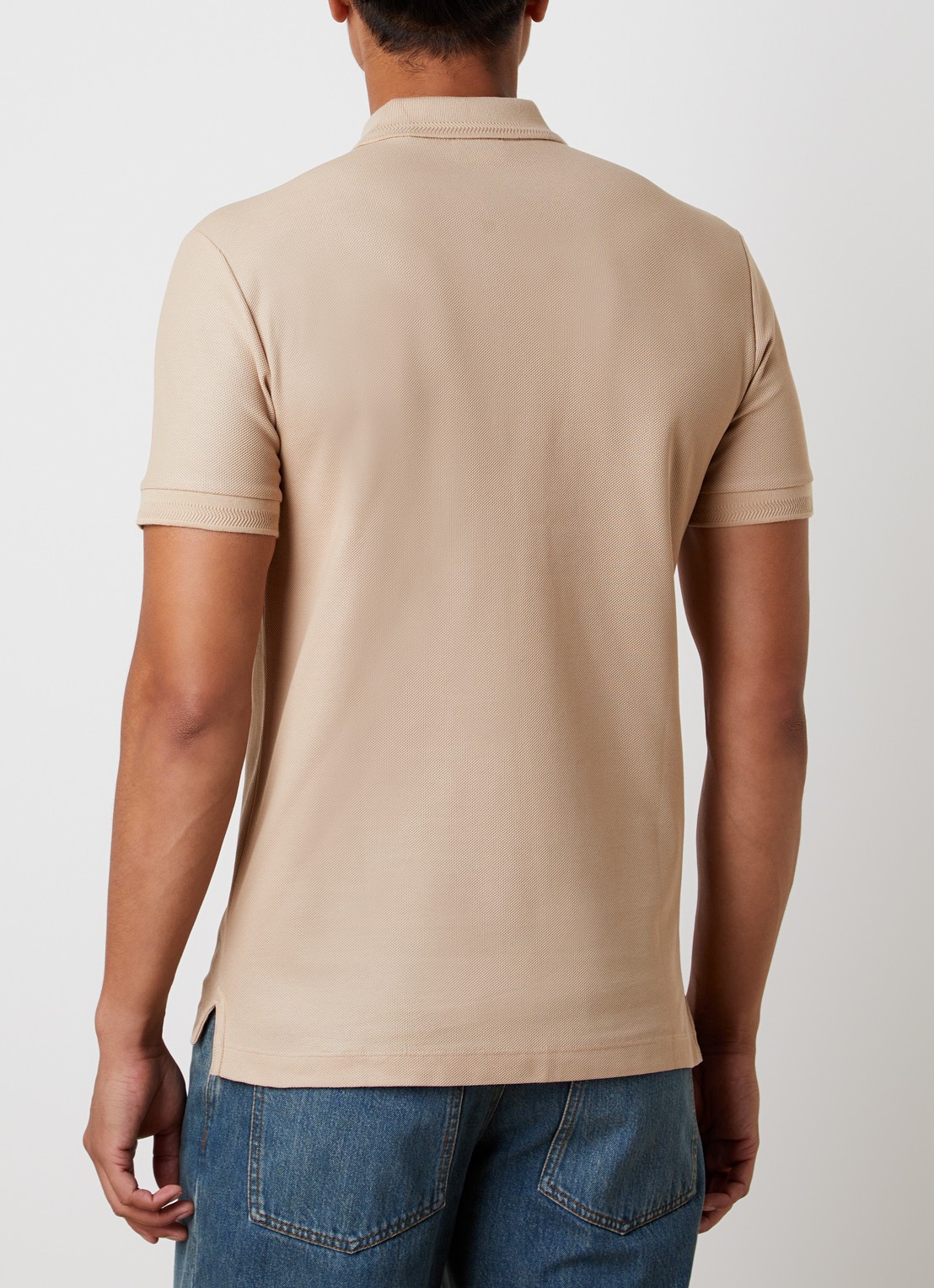 Burberry Eddie slim fit polo van piqué katoen met logoborduring - achterkant 3 beige