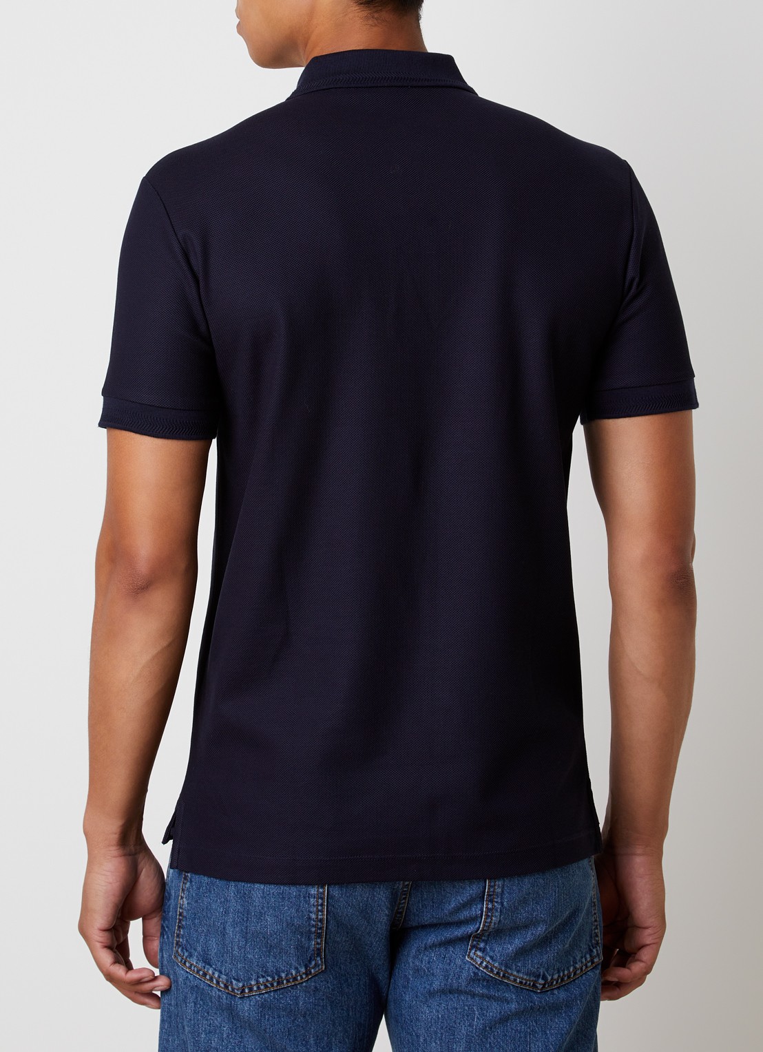 Burberry Eddie slim fit polo van piqué katoen met logoborduring - achterkant 3 donkerblauw