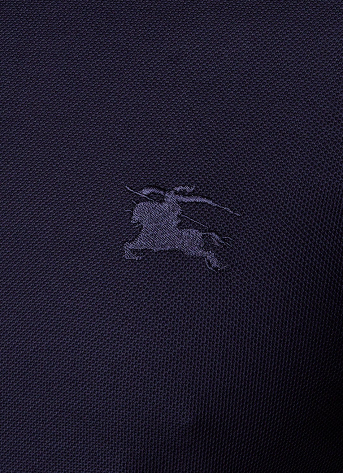 Burberry Eddie slim fit polo van piqué katoen met logoborduring - detail 2 donkerblauw