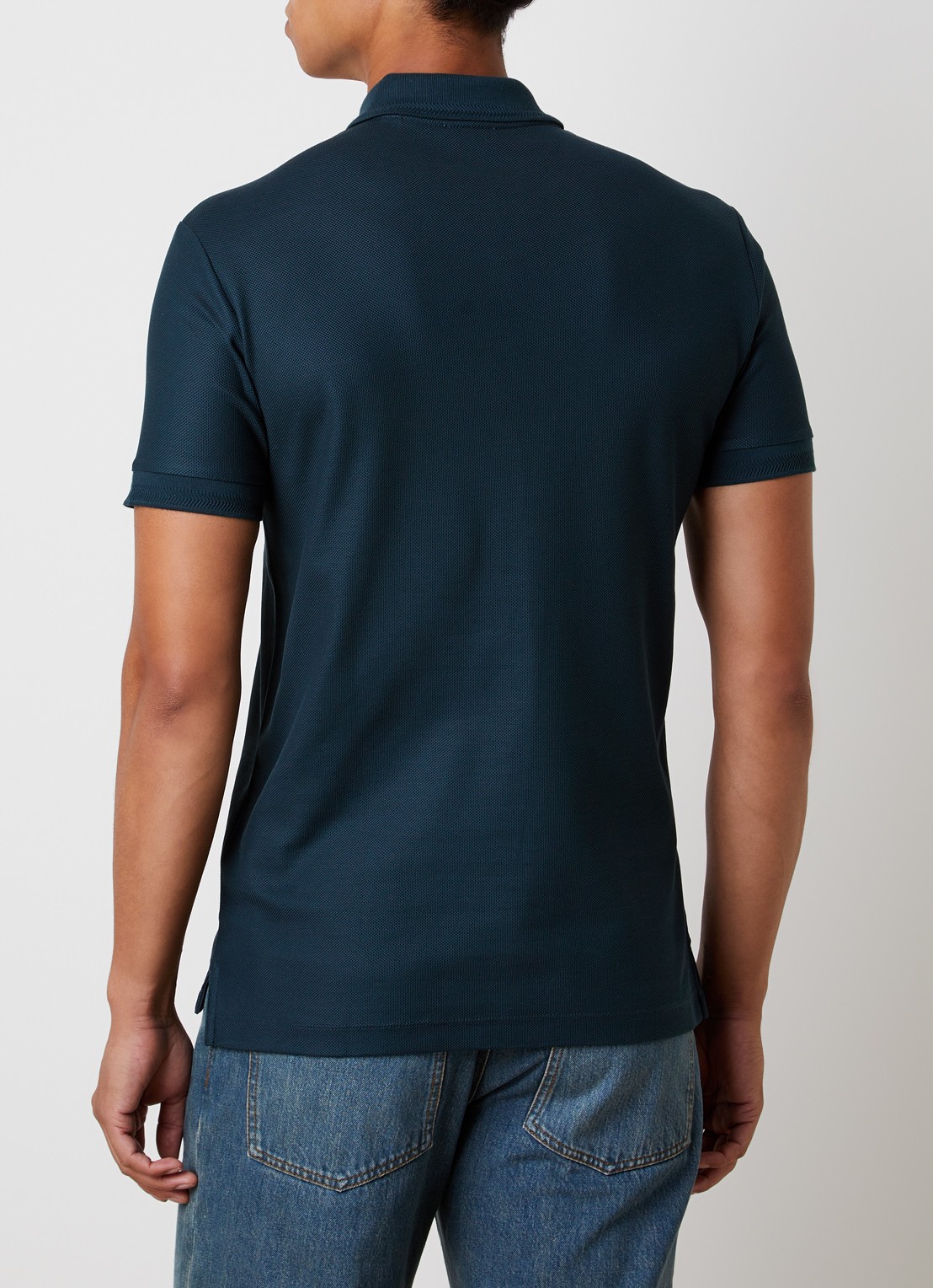 Burberry Eddie slim fit polo van piqué katoen met logoborduring - achterkant 3 petrol