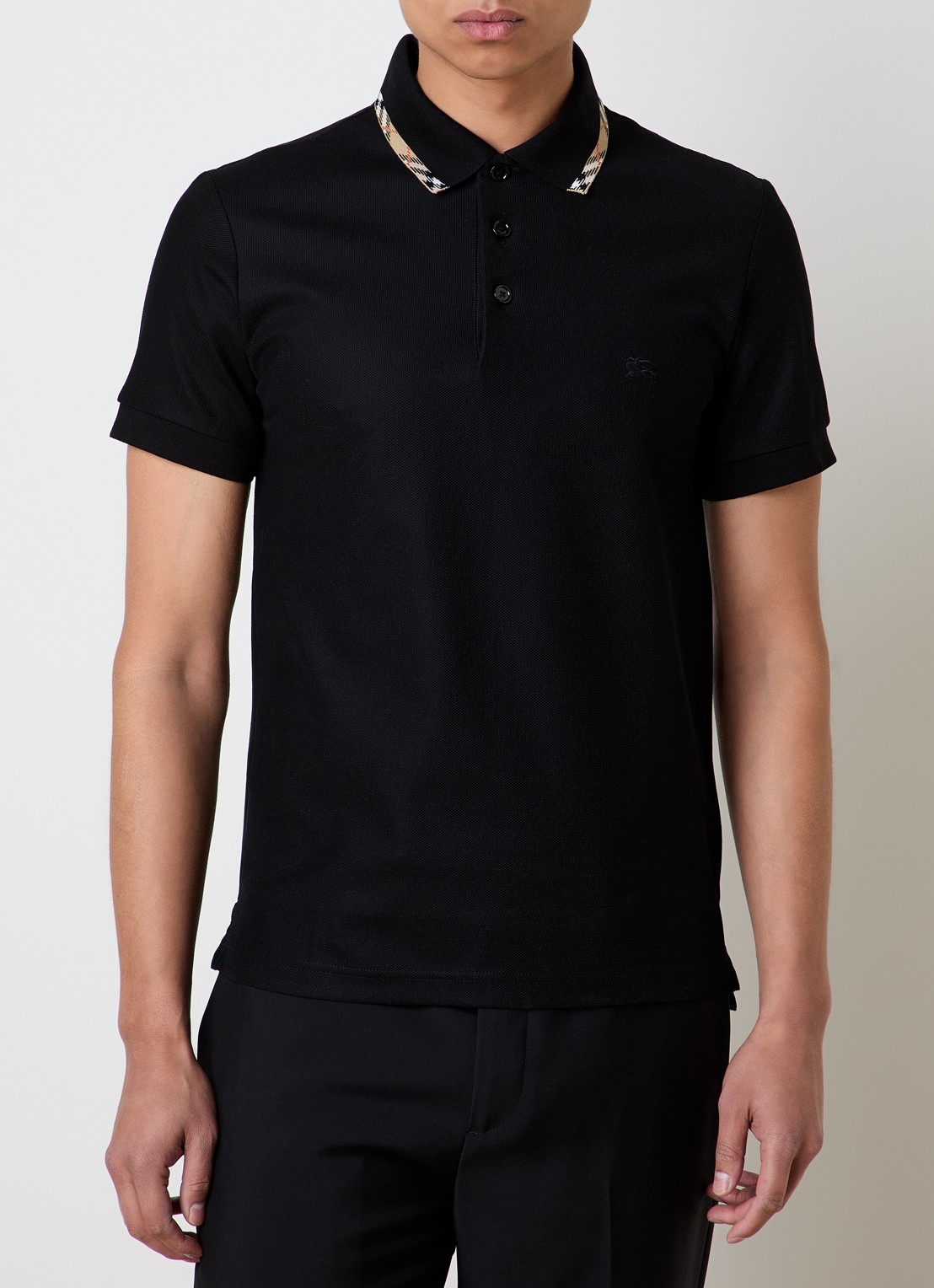 Burberry Ediie regular fit polo met logo - detail zwart