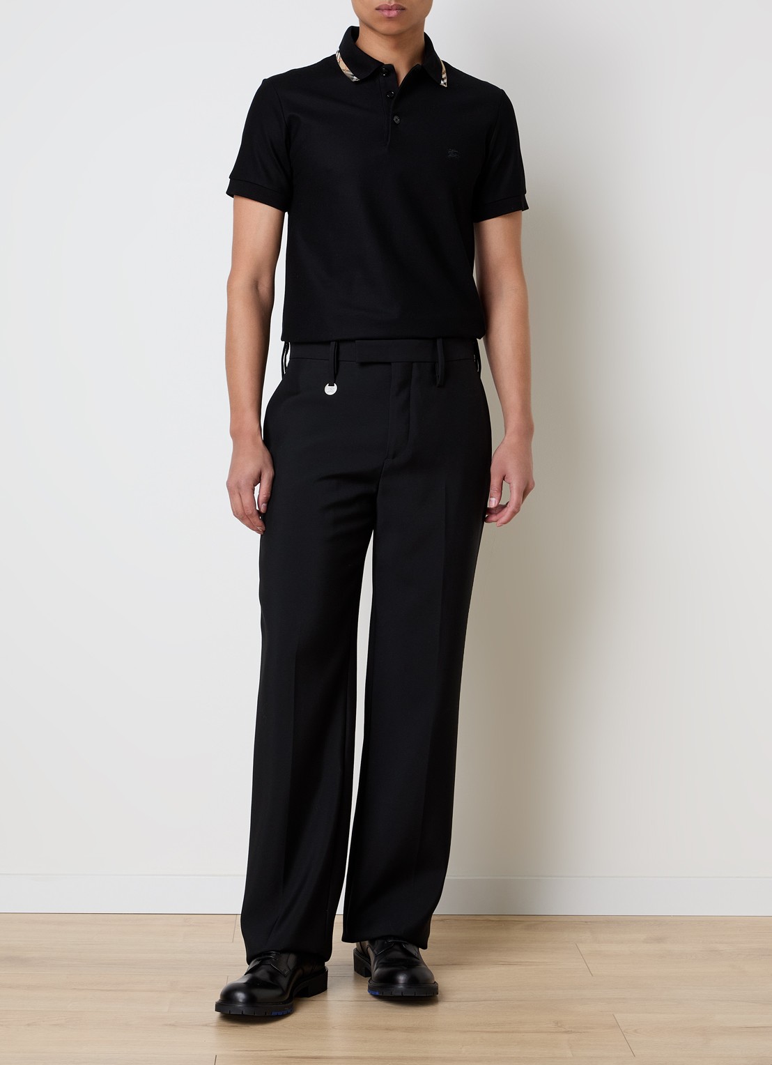 Burberry Ediie regular fit polo met logo - voorkant 4 zwart