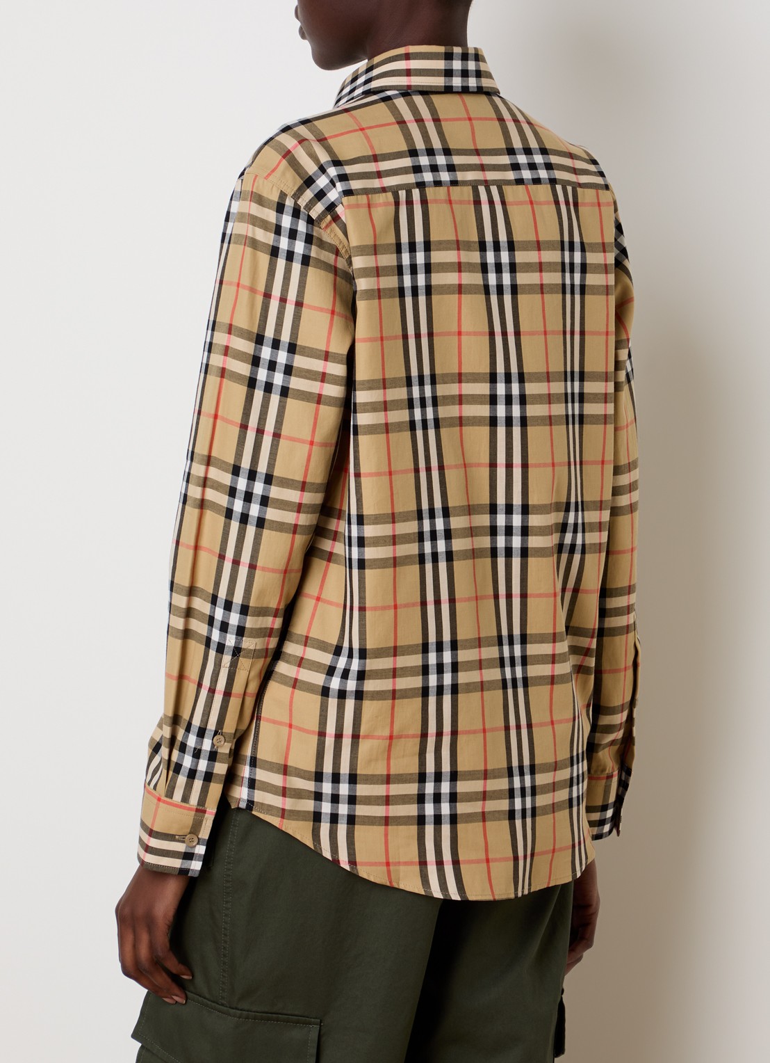 Burberry Emma blouse met ruitdessin - achterkant 5 camel