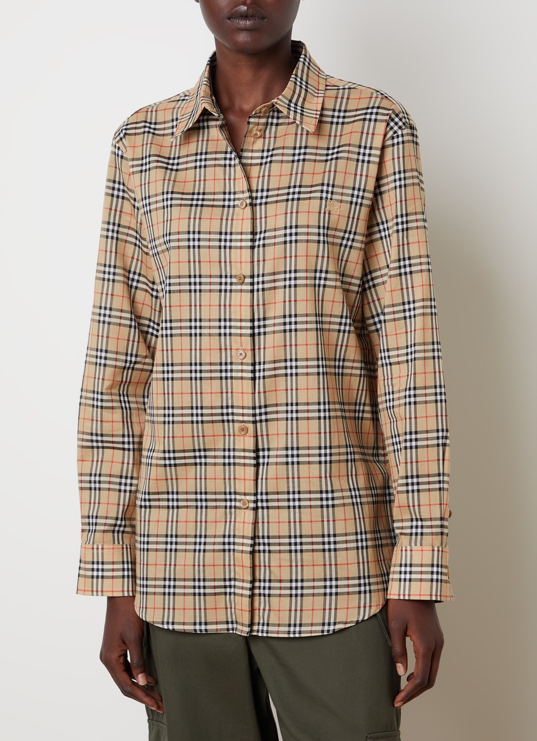 Burberry Emma overhemd met ruitdessin - detail 3 zand
