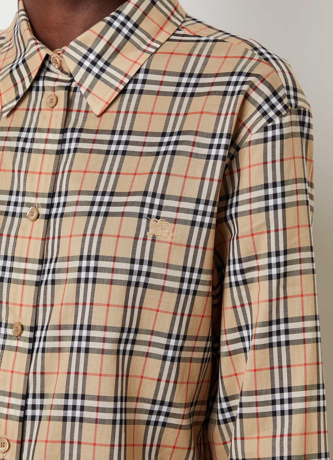 Burberry Emma overhemd met ruitdessin - detail 4 zand