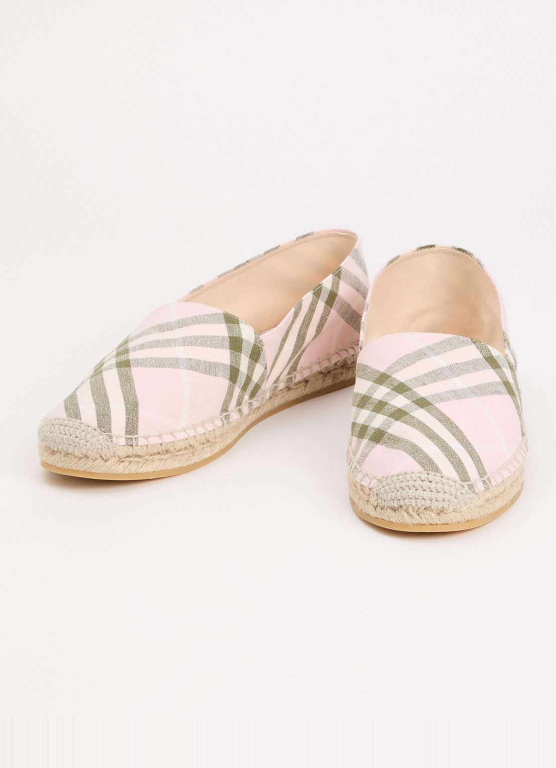 Burberry Espadrille met ruit dessin - detail 3 lichtroze