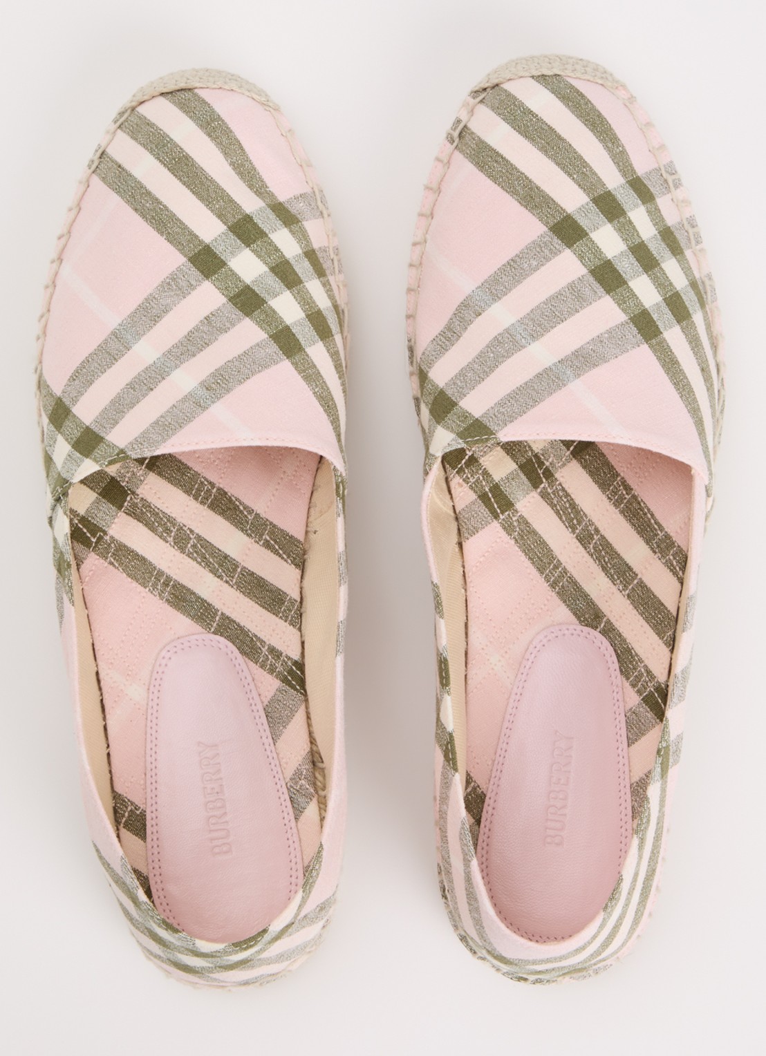 Burberry Espadrille met ruit dessin - detail 4 lichtroze
