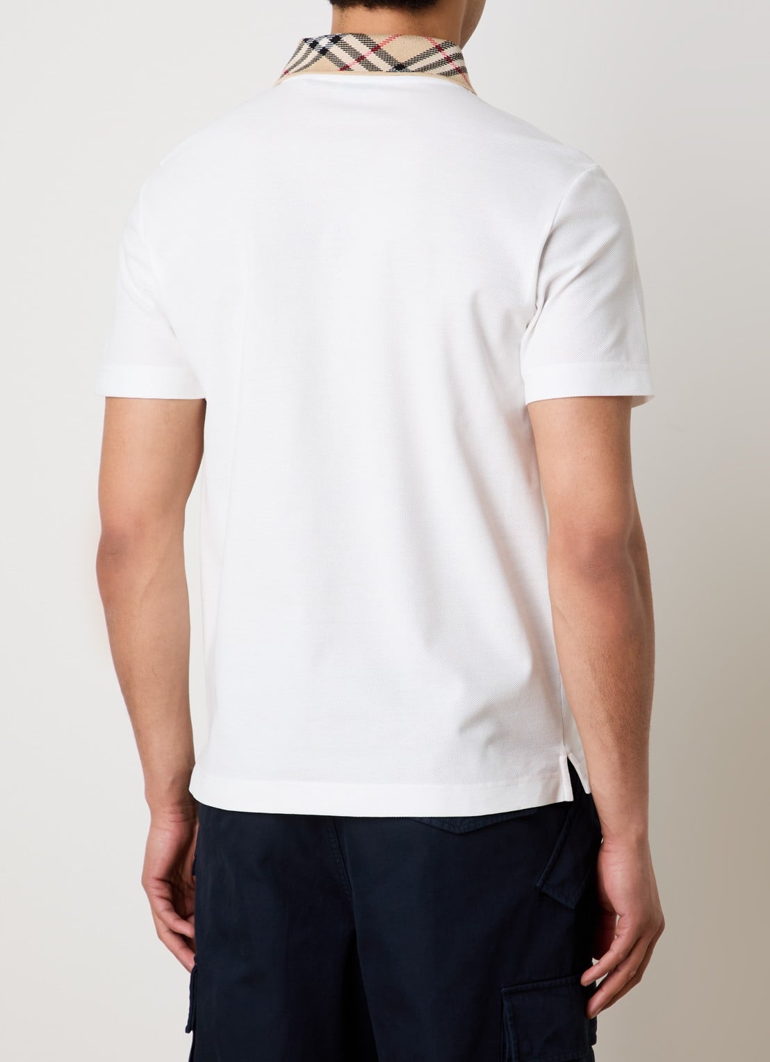 Burberry Evan regular fit polo met stretch - achterkant 5 wit