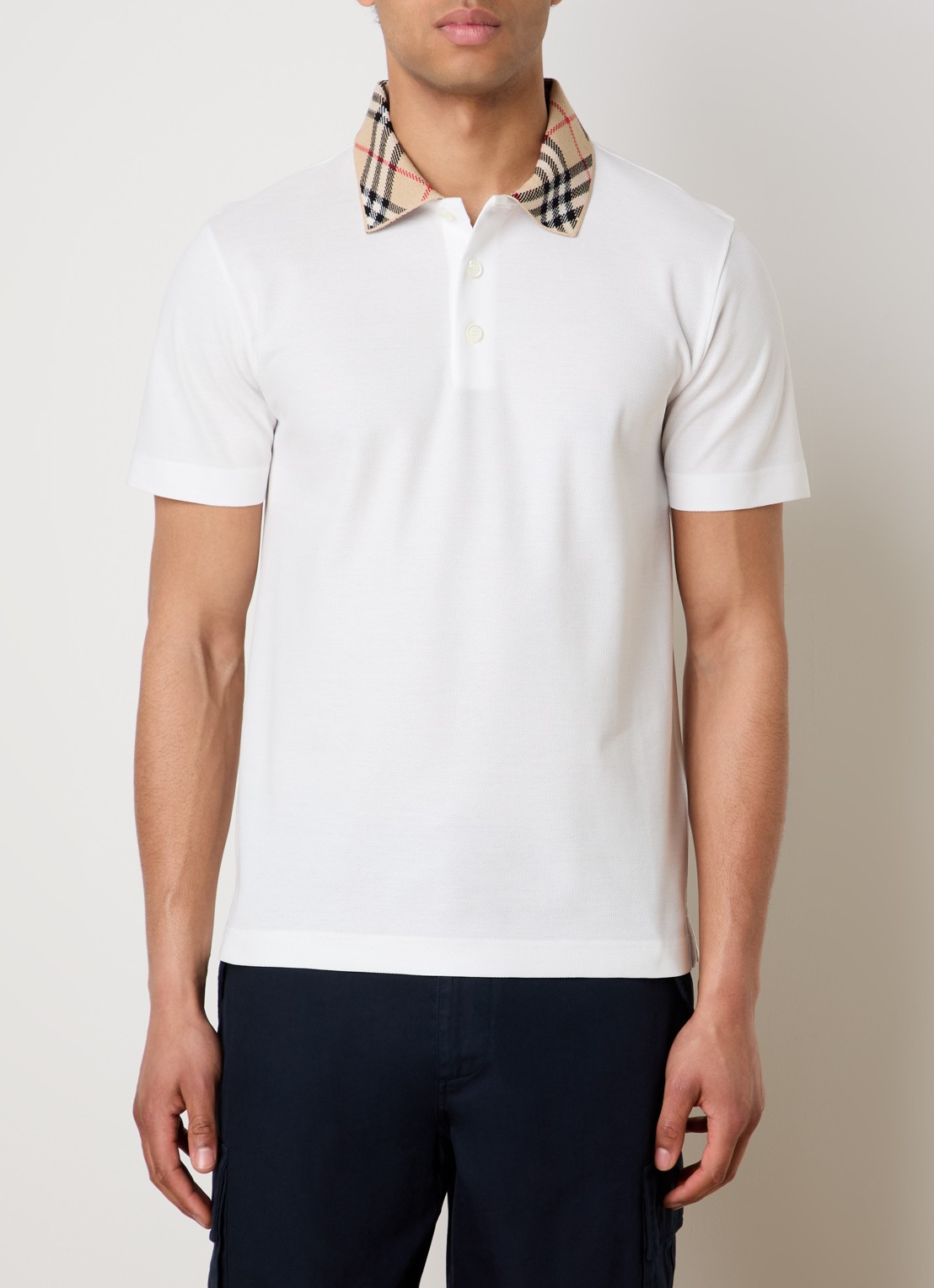 Burberry Evan regular fit polo met stretch - detail 3 wit