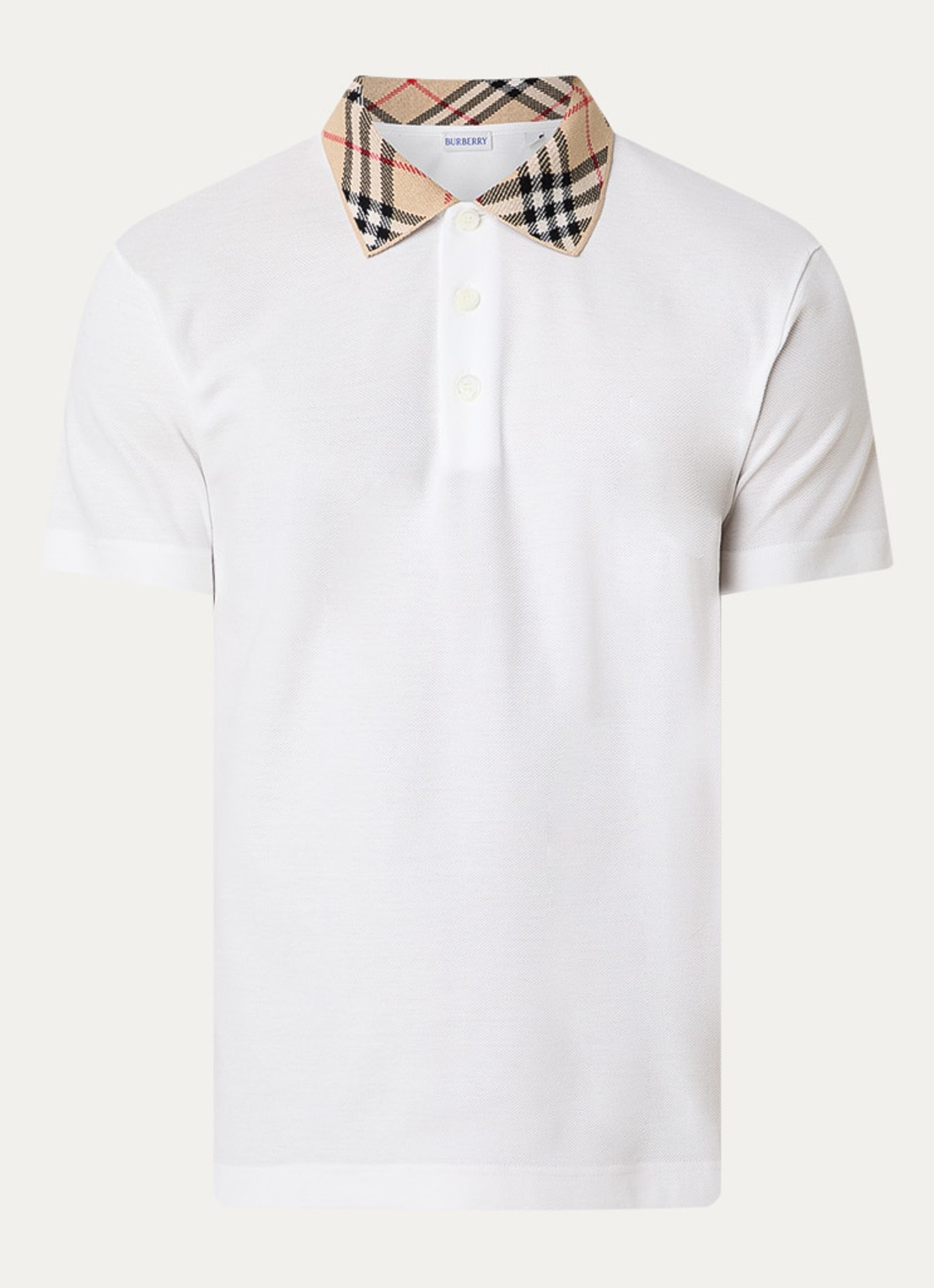Burberry Evan regular fit polo met stretch - voorkant wit