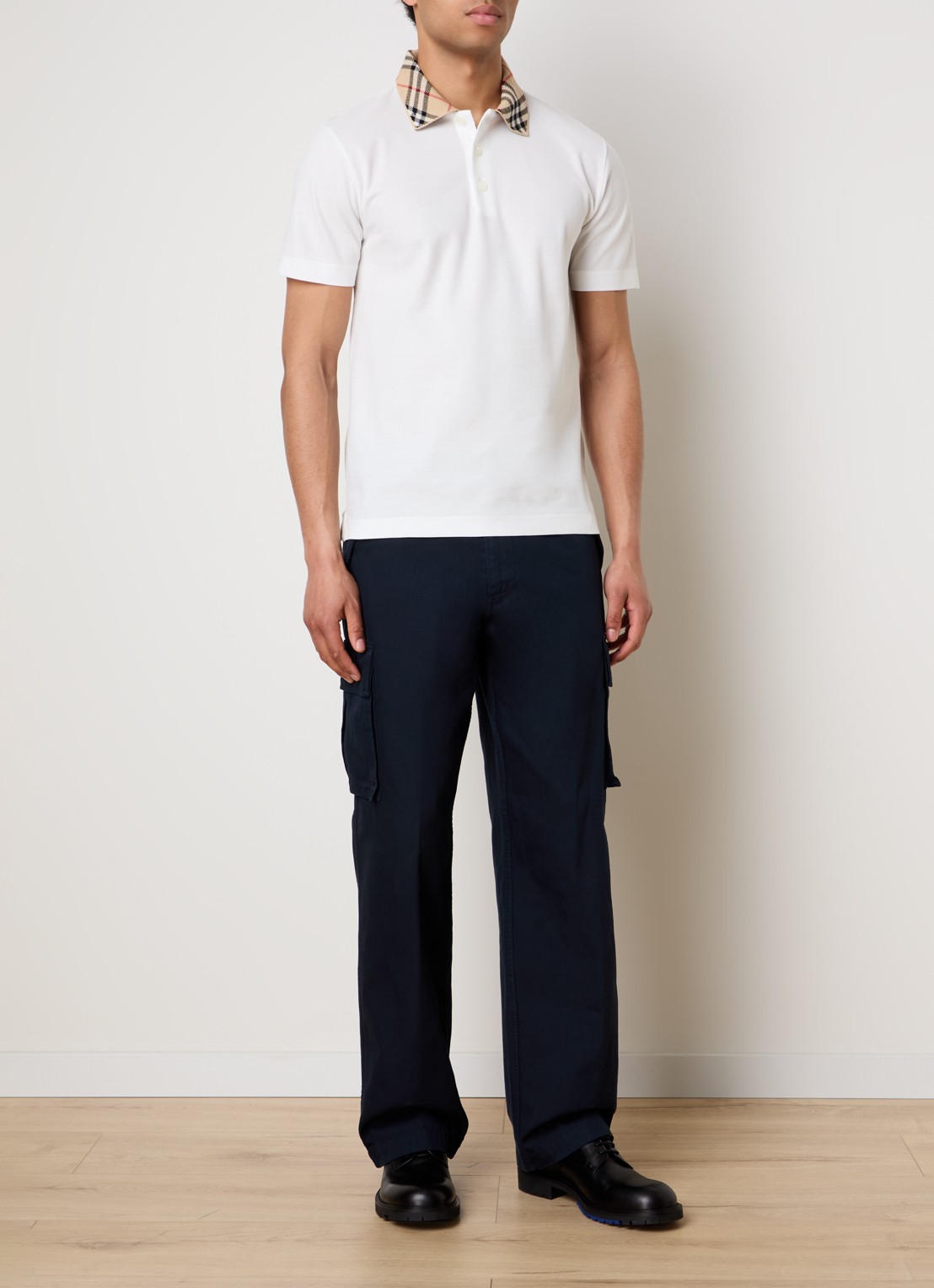Burberry Evan regular fit polo met stretch - voorkant 2 wit