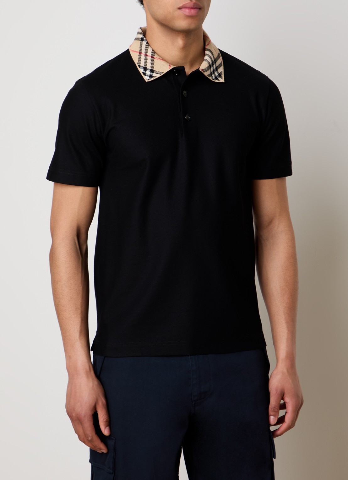 Burberry Evan regular fit polo met stretch - detail 2 zwart