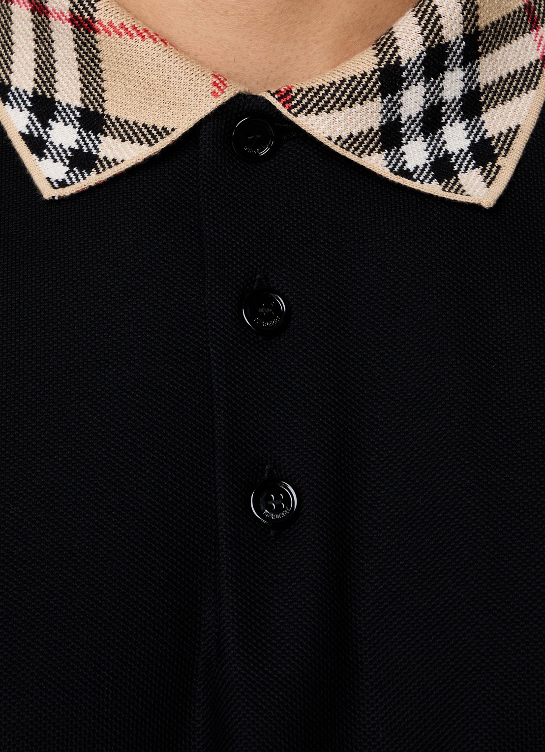 Burberry Evan regular fit polo met stretch - detail 3 zwart