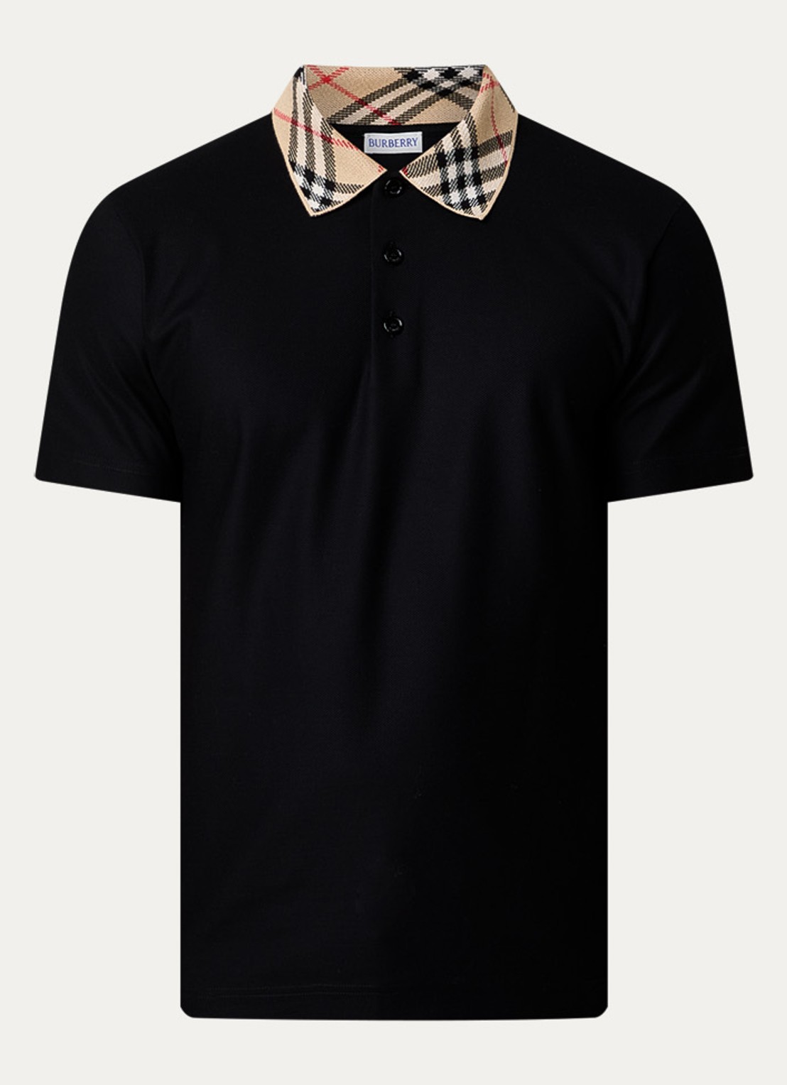 Burberry Evan regular fit polo met stretch - voorkant 4 zwart