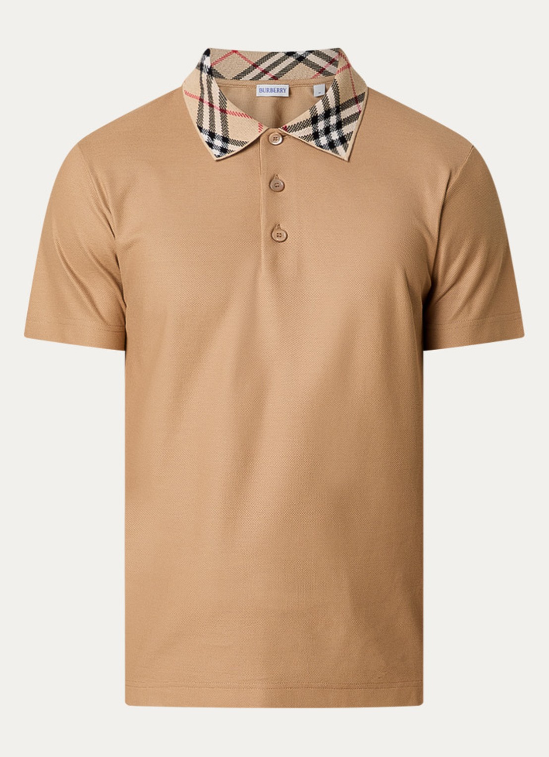 Burberry Evan regular fit polo met stretch - voorkant camel