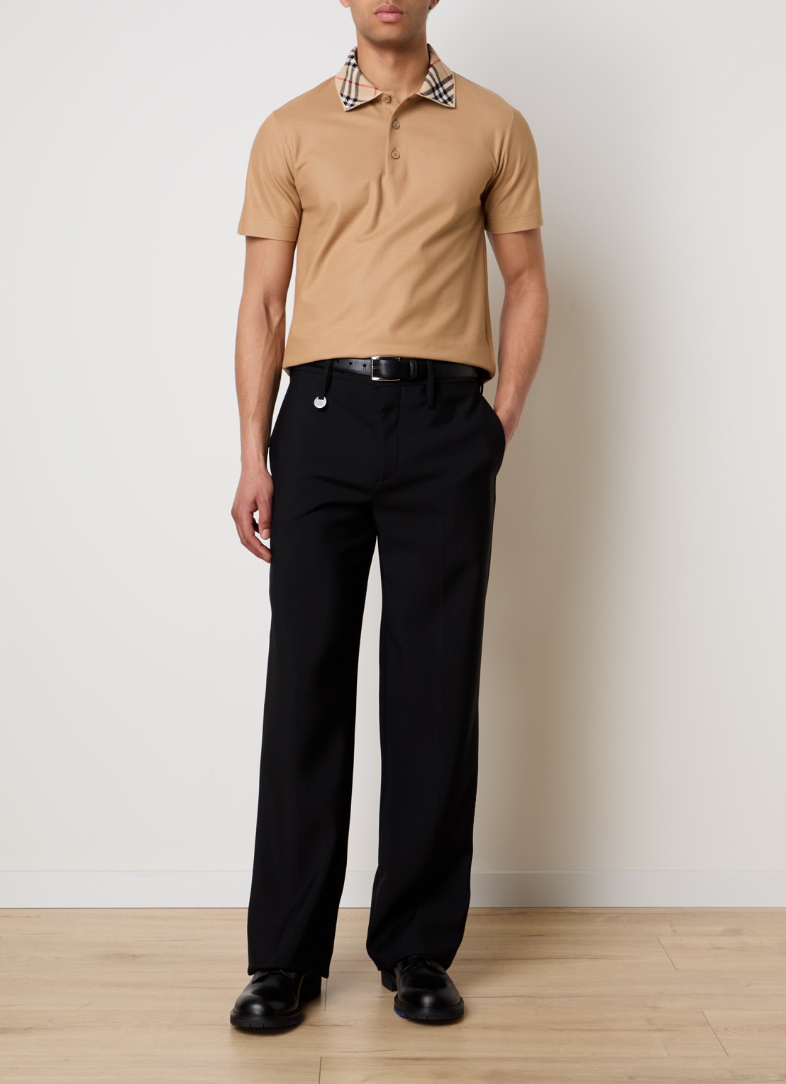 Burberry Evan regular fit polo met stretch - voorkant 2 camel