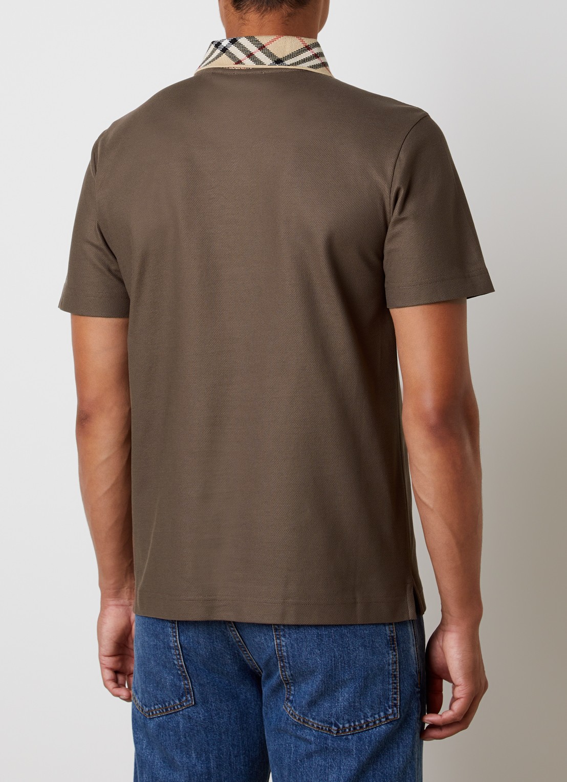 Burberry Evan regular fit polo met stretch - achterkant 5 bruin