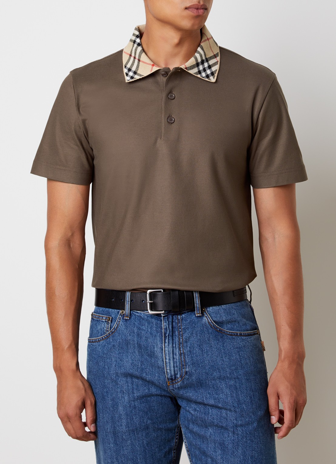Burberry Evan regular fit polo met stretch - detail 3 bruin