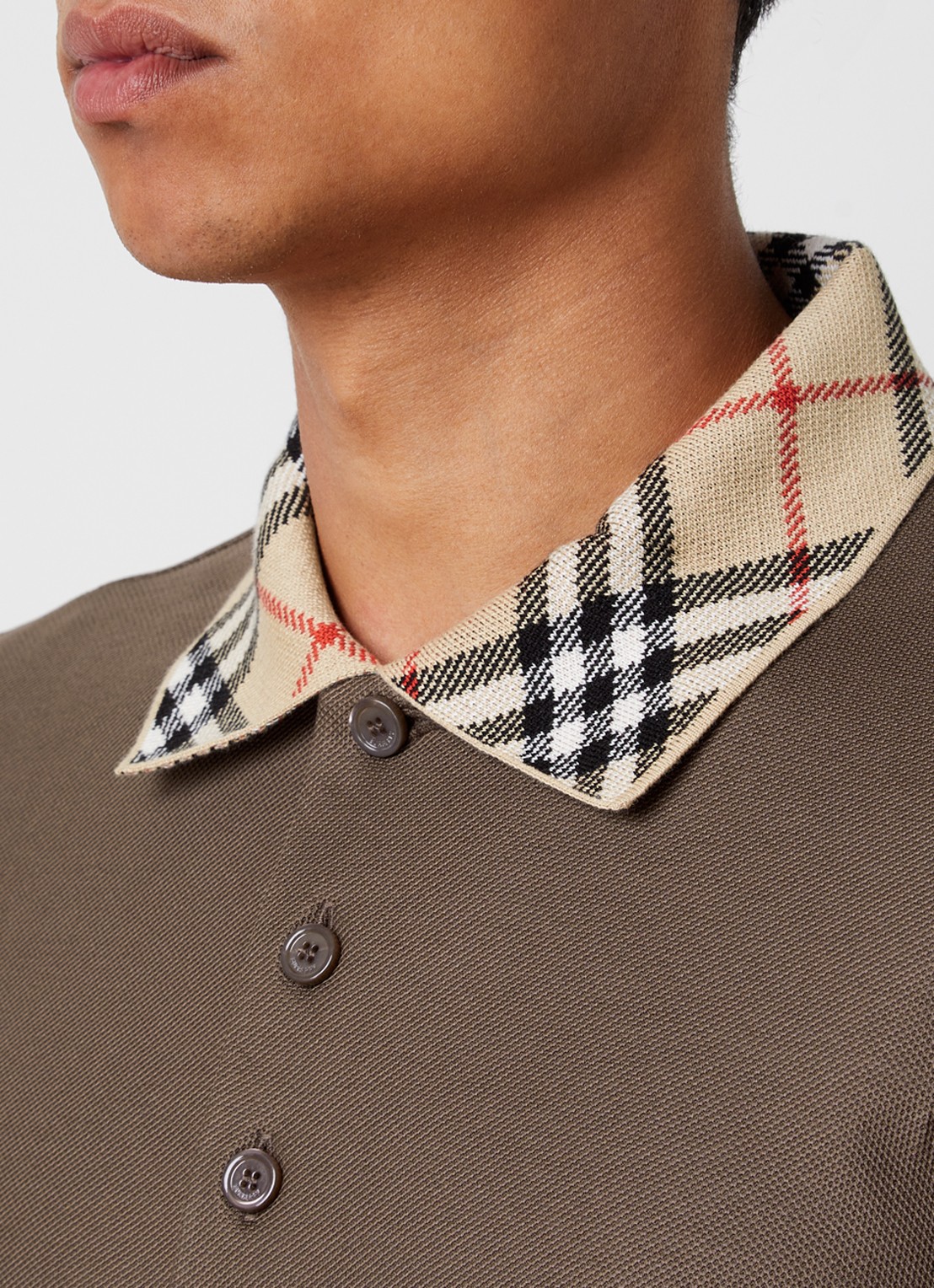 Burberry Evan regular fit polo met stretch - detail 4 bruin
