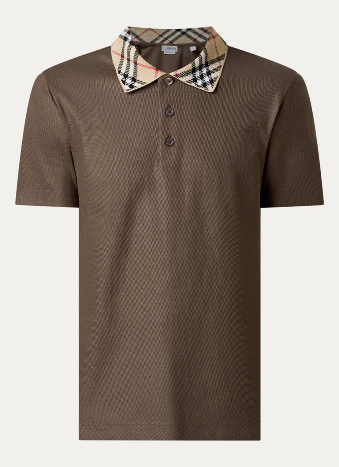 Burberry Evan regular fit polo met stretch - voorkant bruin