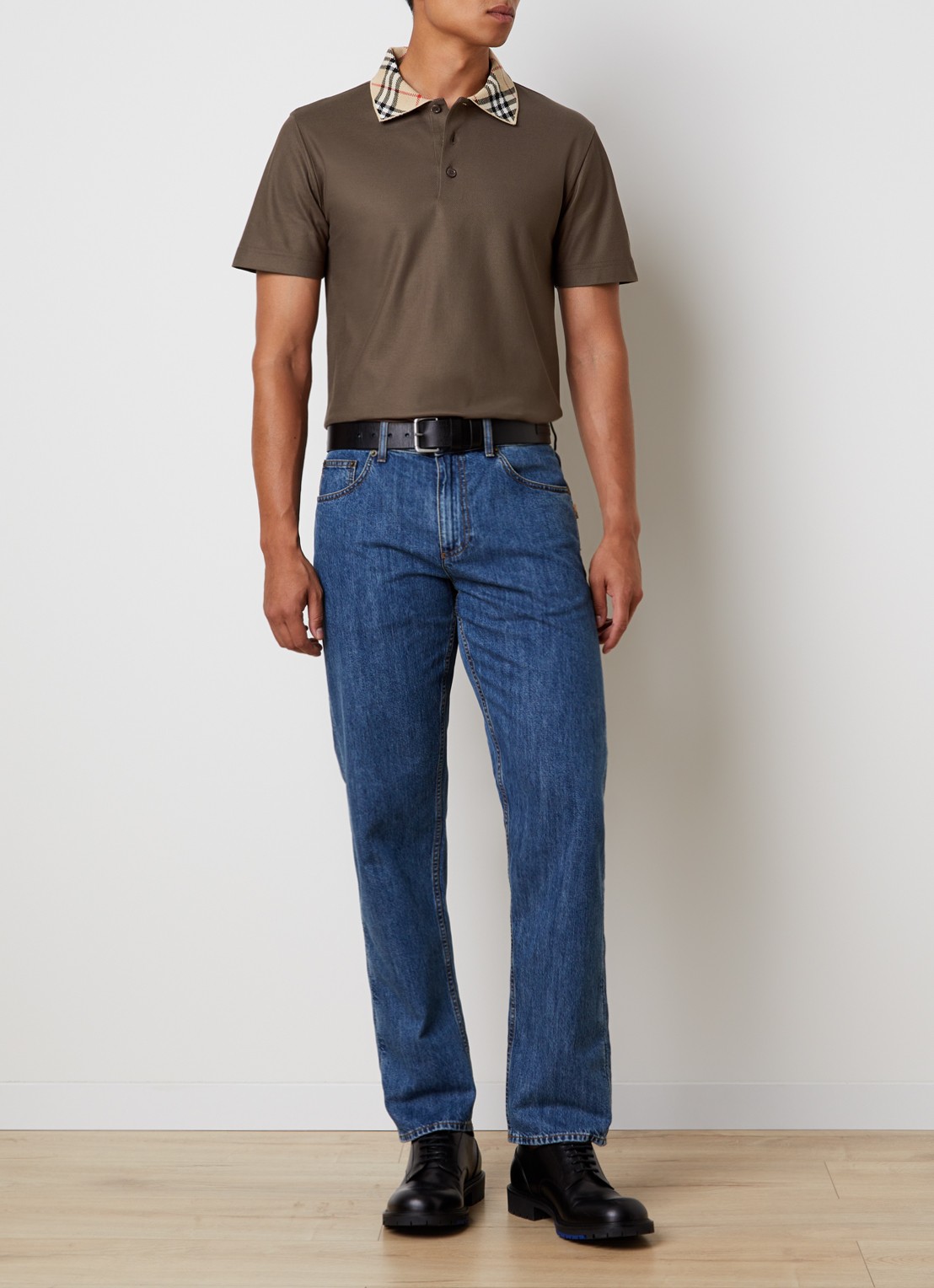 Burberry Evan regular fit polo met stretch - voorkant 2 bruin
